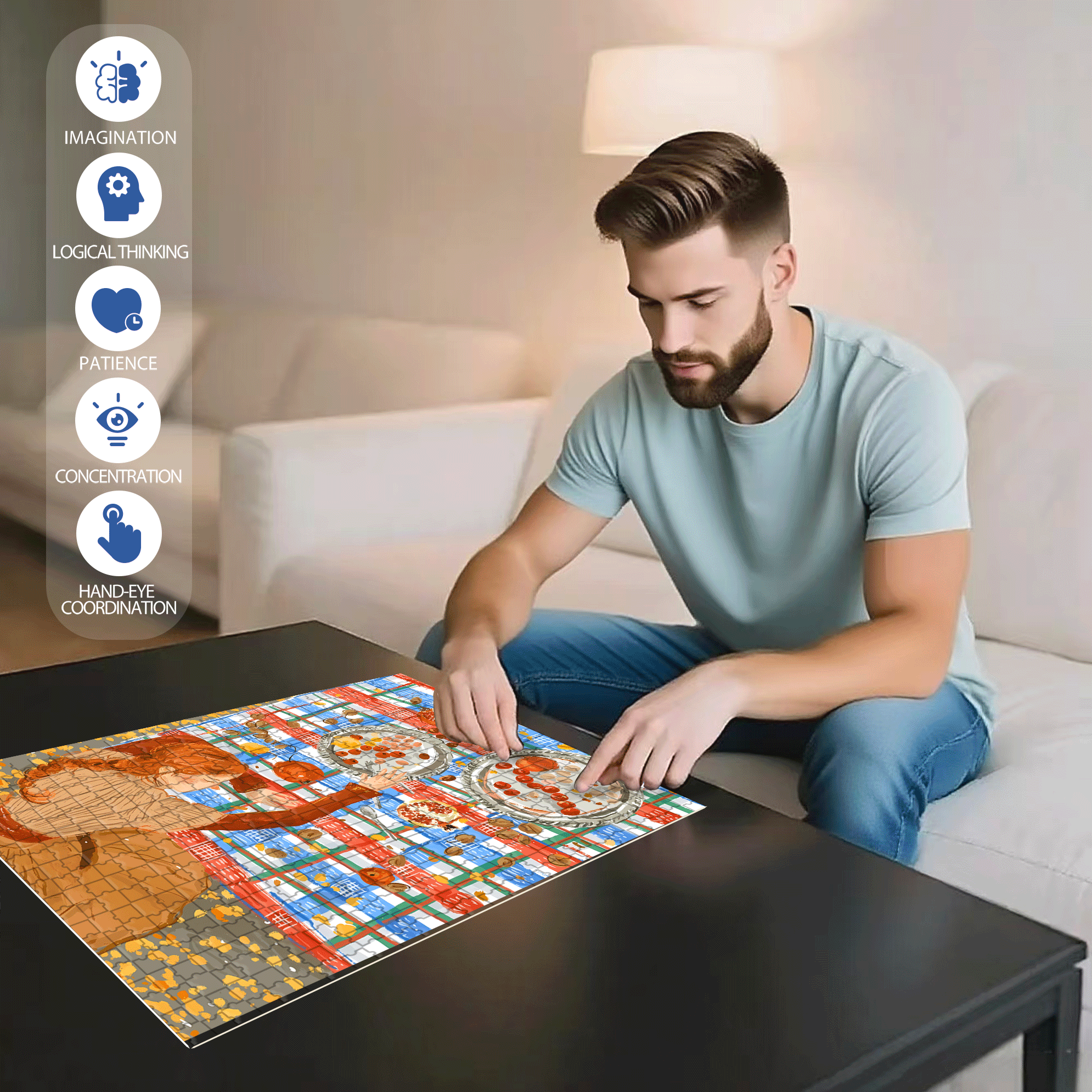 The Warm Atmosphere Of Autumn 500pcs/1000pcs Jigsaw Puzzle, Scratch-Resistant, Interactive Family Game & Brain-Boosting DIY Decor, Perfect for Halloween, Christmas & New Year Gifts, Family Puzzle Game