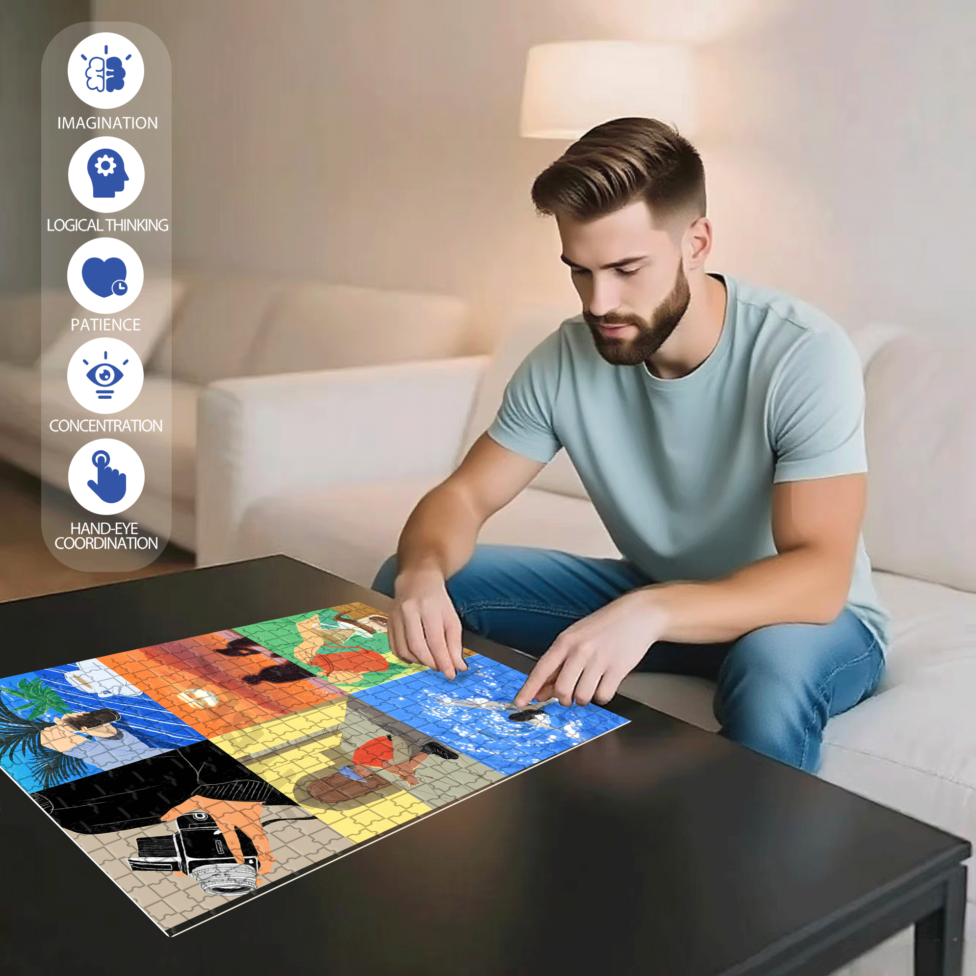 Vibrant Life 500pcs/1000pcs Jigsaw Puzzle, Scratch-Resistant, Interactive Family Game & Brain-Boosting DIY Decor, Perfect for Halloween, Christmas & New Year Gifts, Family Puzzle Game