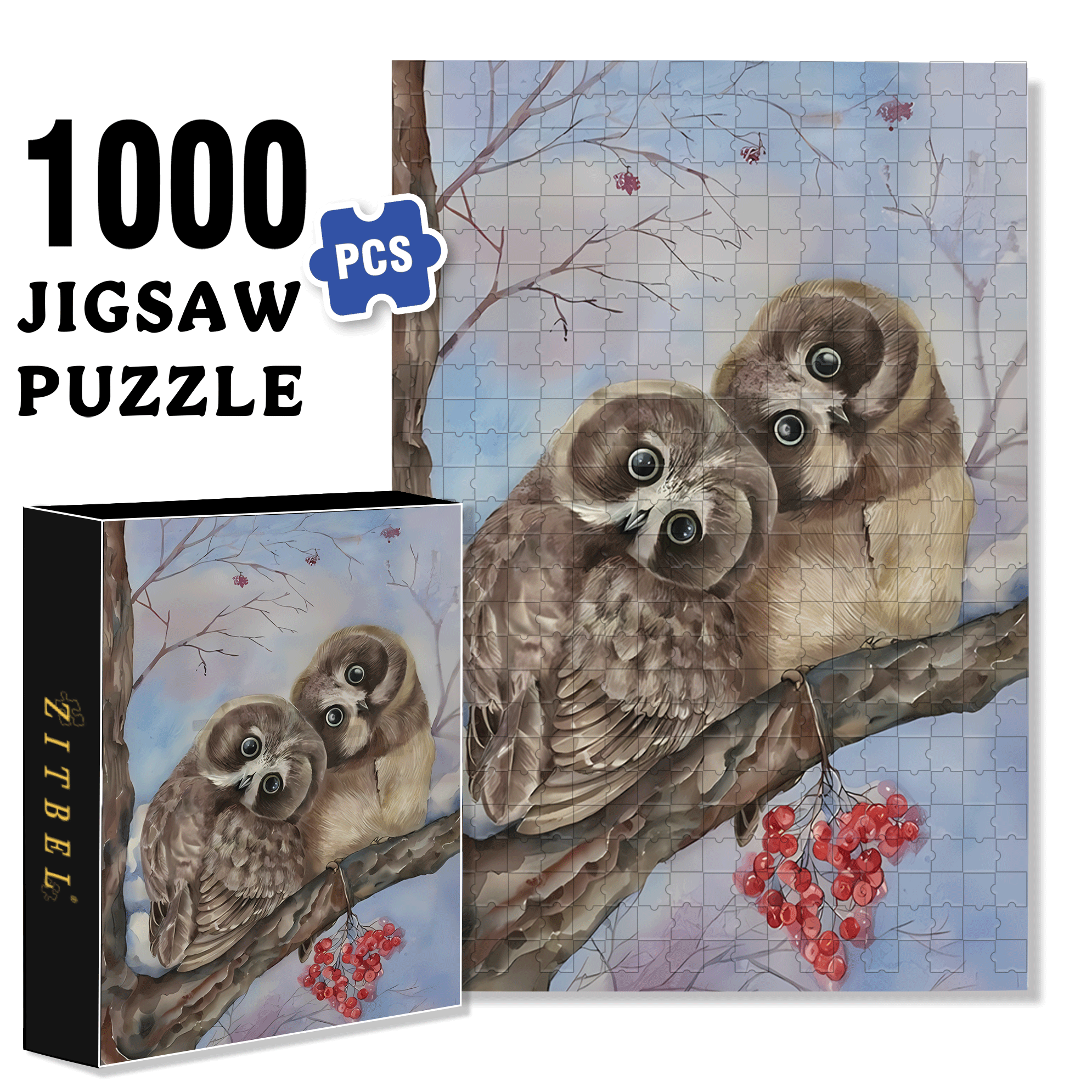 Whispering On The Branches 500pcs/1000pcs Jigsaw Puzzle, Scratch-Resistant, Interactive Family Game & Brain-Boosting DIY Decor, Perfect for Halloween, Christmas & New Year Gifts, Family Puzzle Game