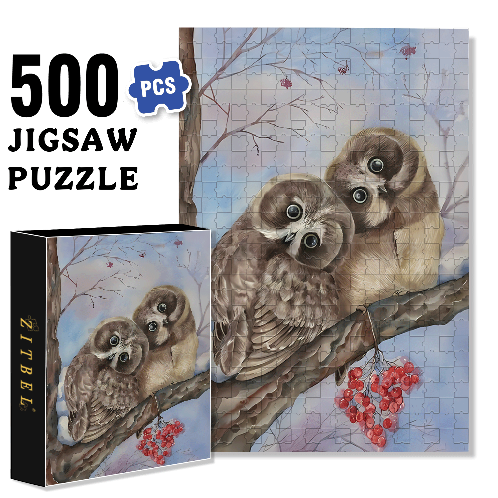 Whispering On The Branches 500pcs/1000pcs Jigsaw Puzzle, Scratch-Resistant, Interactive Family Game & Brain-Boosting DIY Decor, Perfect for Halloween, Christmas & New Year Gifts, Family Puzzle Game