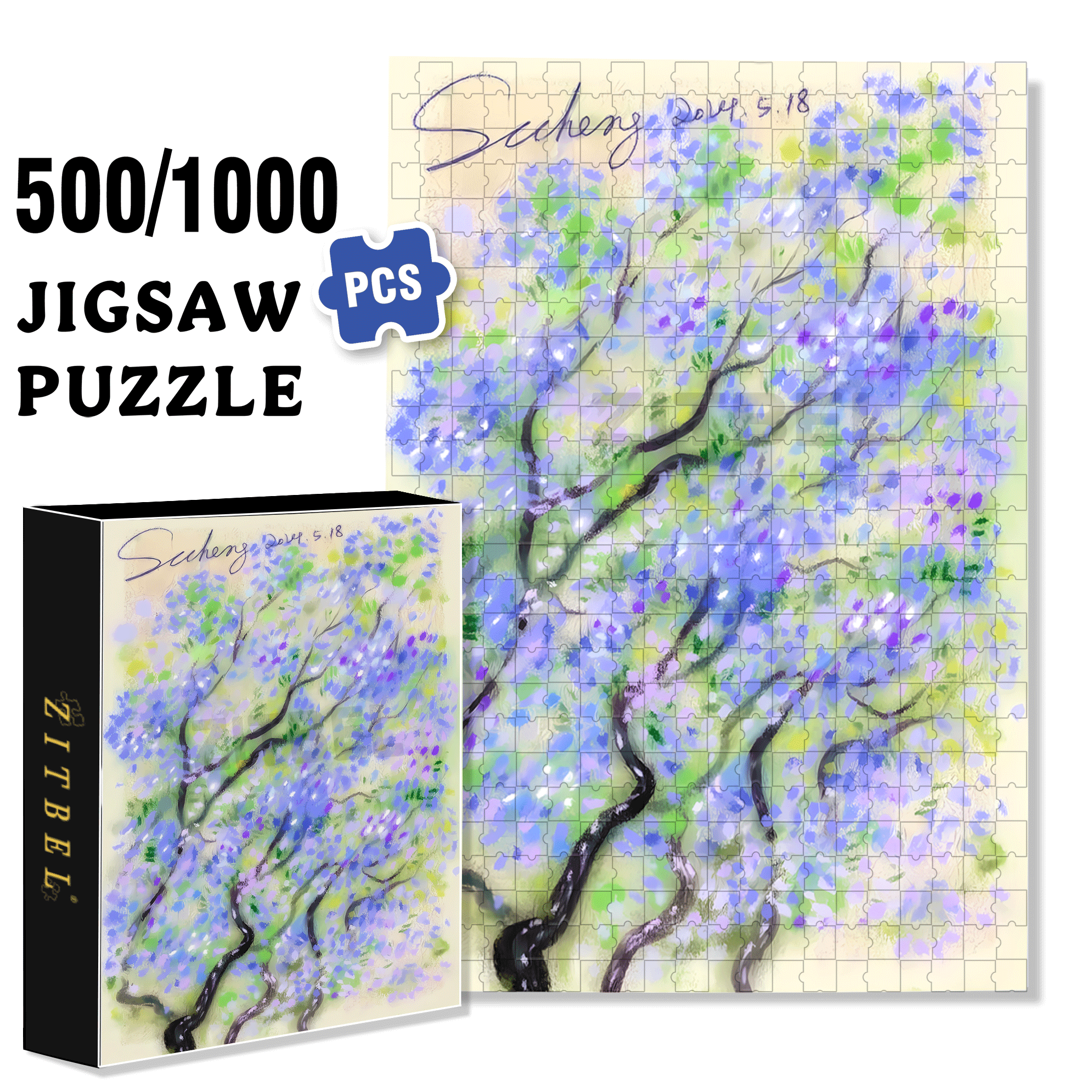 Wildflowers Along The Roadside 500pcs/1000pcs Jigsaw Puzzle, Scratch-Resistant, Interactive Family Game & Brain-Boosting DIY Decor, Perfect for Halloween, Christmas & New Year Gifts, Family Puzzle Game