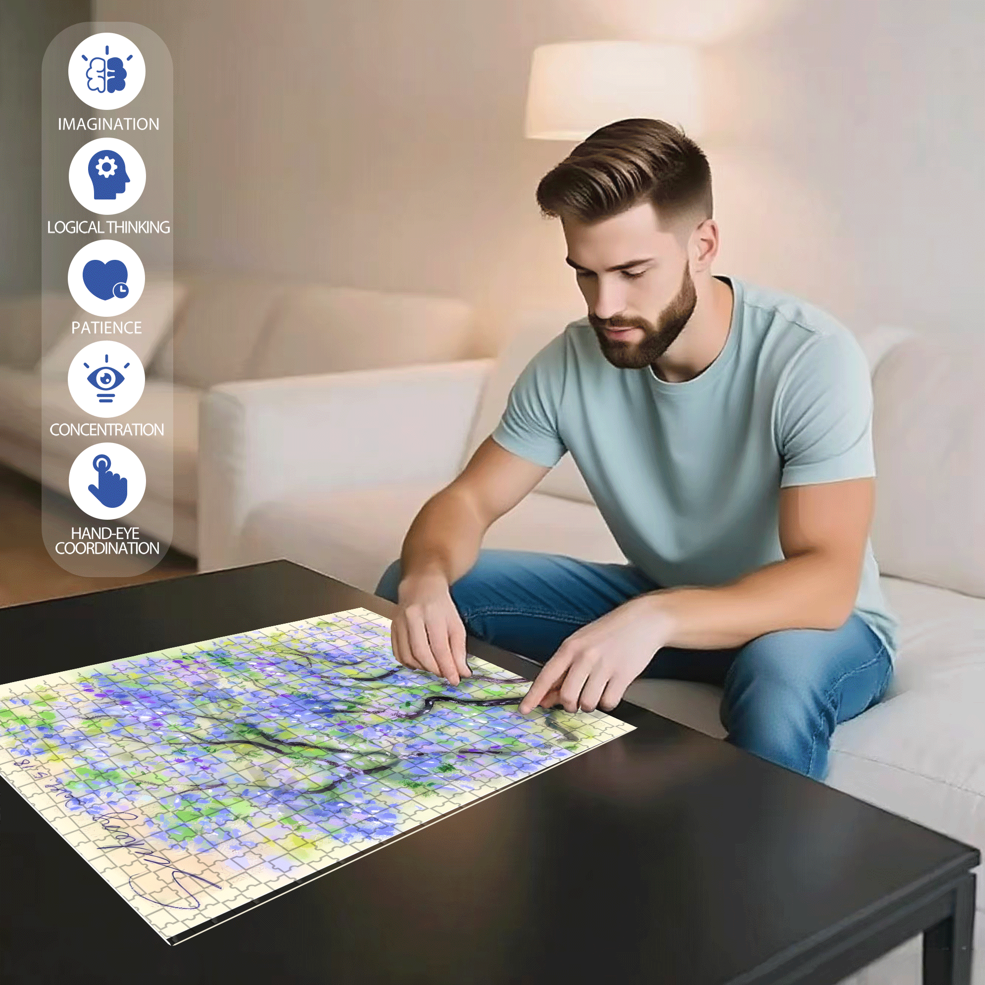 Wildflowers Along The Roadside 500pcs/1000pcs Jigsaw Puzzle, Scratch-Resistant, Interactive Family Game & Brain-Boosting DIY Decor, Perfect for Halloween, Christmas & New Year Gifts, Family Puzzle Game