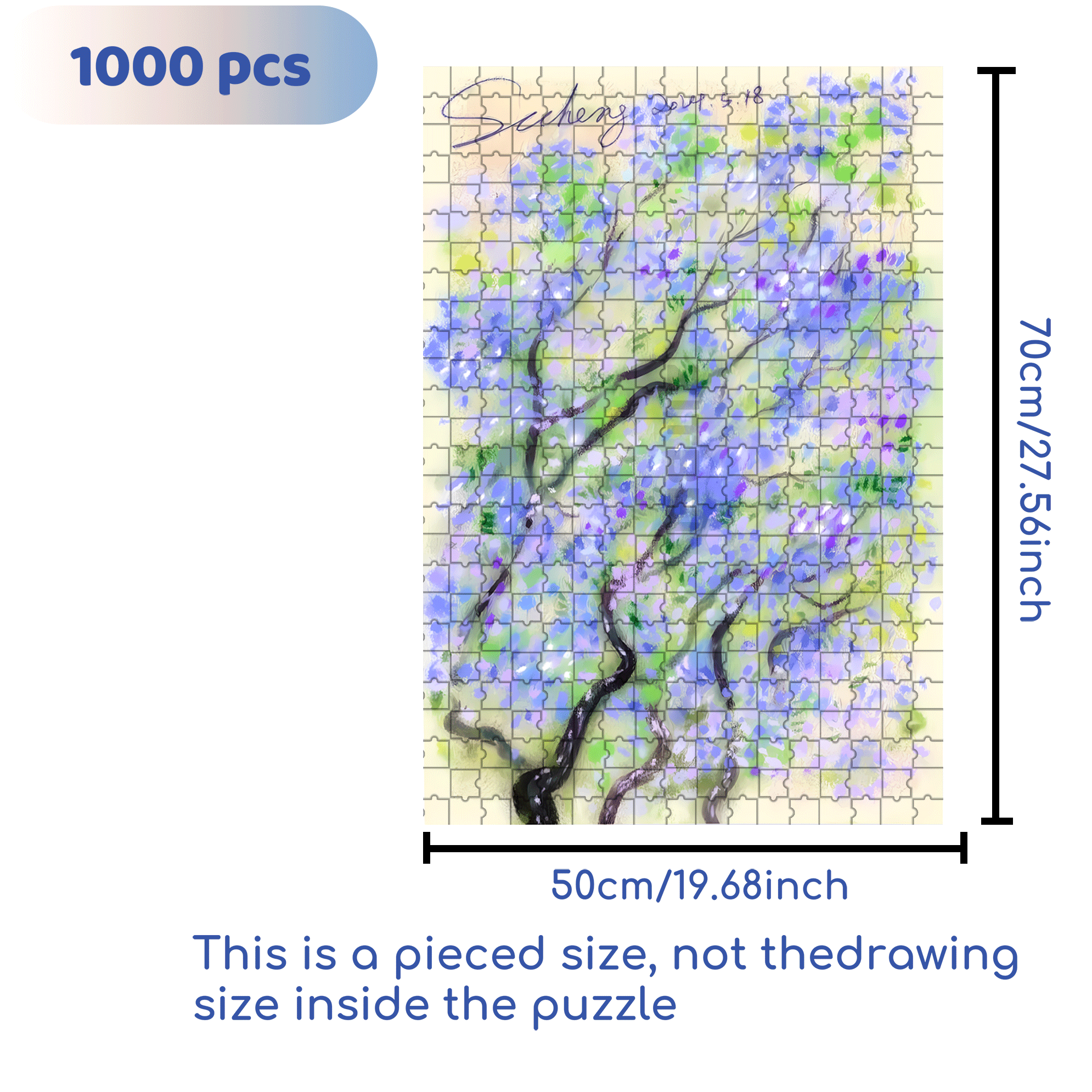 Wildflowers Along The Roadside 500pcs/1000pcs Jigsaw Puzzle, Scratch-Resistant, Interactive Family Game & Brain-Boosting DIY Decor, Perfect for Halloween, Christmas & New Year Gifts, Family Puzzle Game