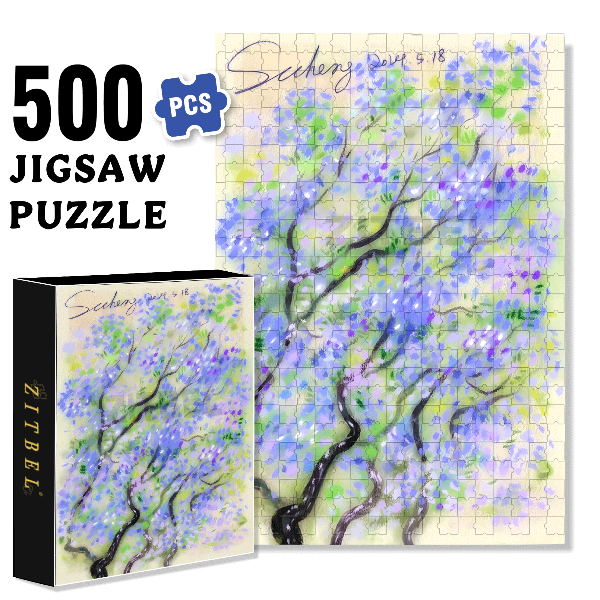 Wildflowers Along The Roadside 500pcs/1000pcs Jigsaw Puzzle, Scratch-Resistant, Interactive Family Game & Brain-Boosting DIY Decor, Perfect for Halloween, Christmas & New Year Gifts, Family Puzzle Game