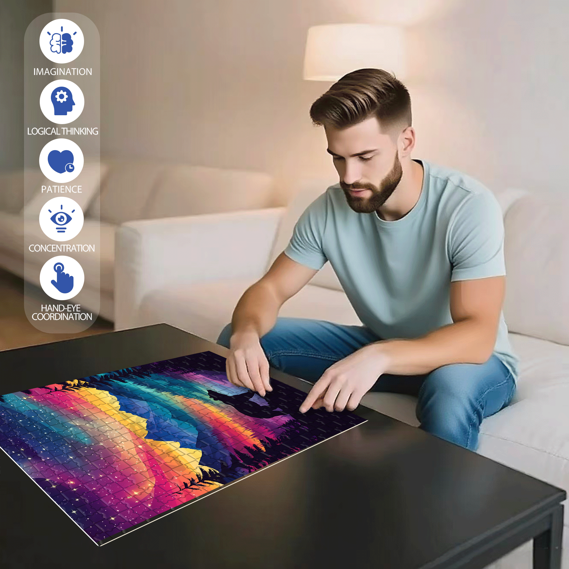 Yoshino Katsuhiko 500pcs/1000pcs Jigsaw Puzzle, Scratch-Resistant, Interactive Family Game & Brain-Boosting DIY Decor, Perfect for Halloween, Christmas & New Year Gifts, Family Puzzle Game