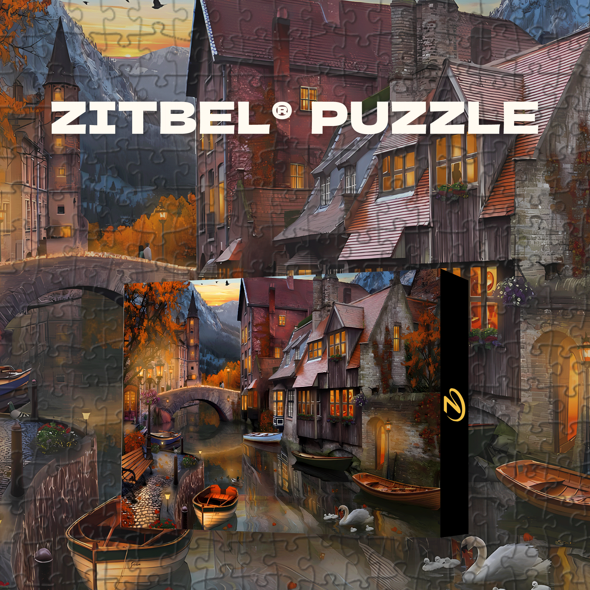 Deep Autumn Canal 500pcs/1000pcs Jigsaw Puzzle, Scratch-Resistant, Interactive Family Game & Brain-Boosting DIY Decor, Perfect for Halloween, Christmas & New Year Gifts, Family Puzzle Game