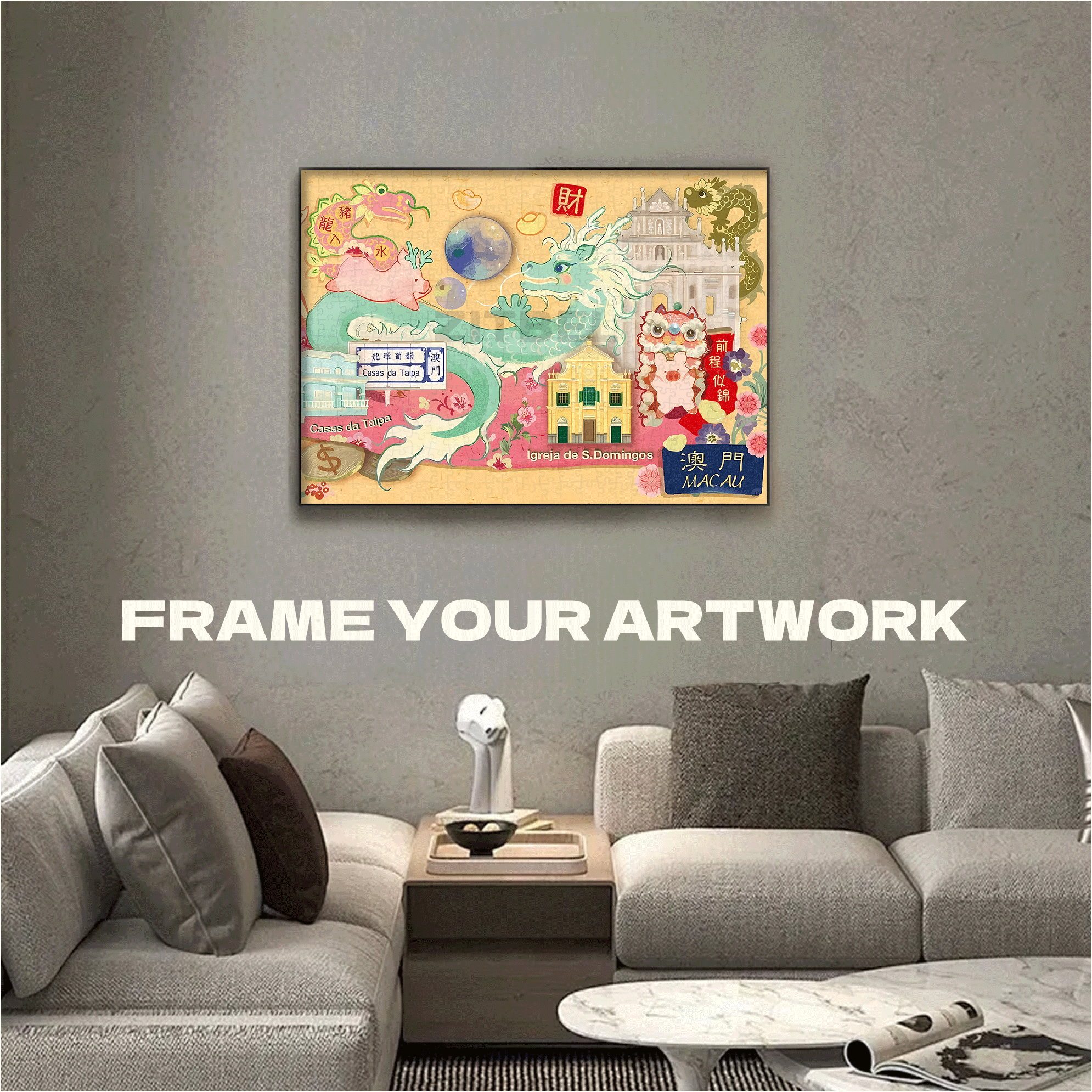 Casas Da Taipa 500pcs/1000pcs Jigsaw Puzzle, Scratch-Resistant, Interactive Family Game & Brain-Boosting DIY Decor, Perfect for Halloween, Christmas & New Year Gifts, Family Puzzle Game