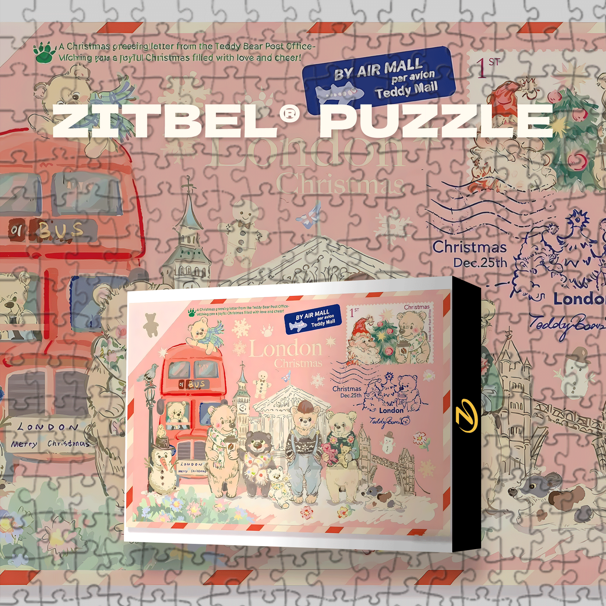 Christmas Letters from London 500pcs/1000pcs Jigsaw Puzzle, Scratch-Resistant, Interactive Family Game & Brain-Boosting DIY Decor, Perfect for Halloween, Christmas & New Year Gifts, Family Puzzle Game
