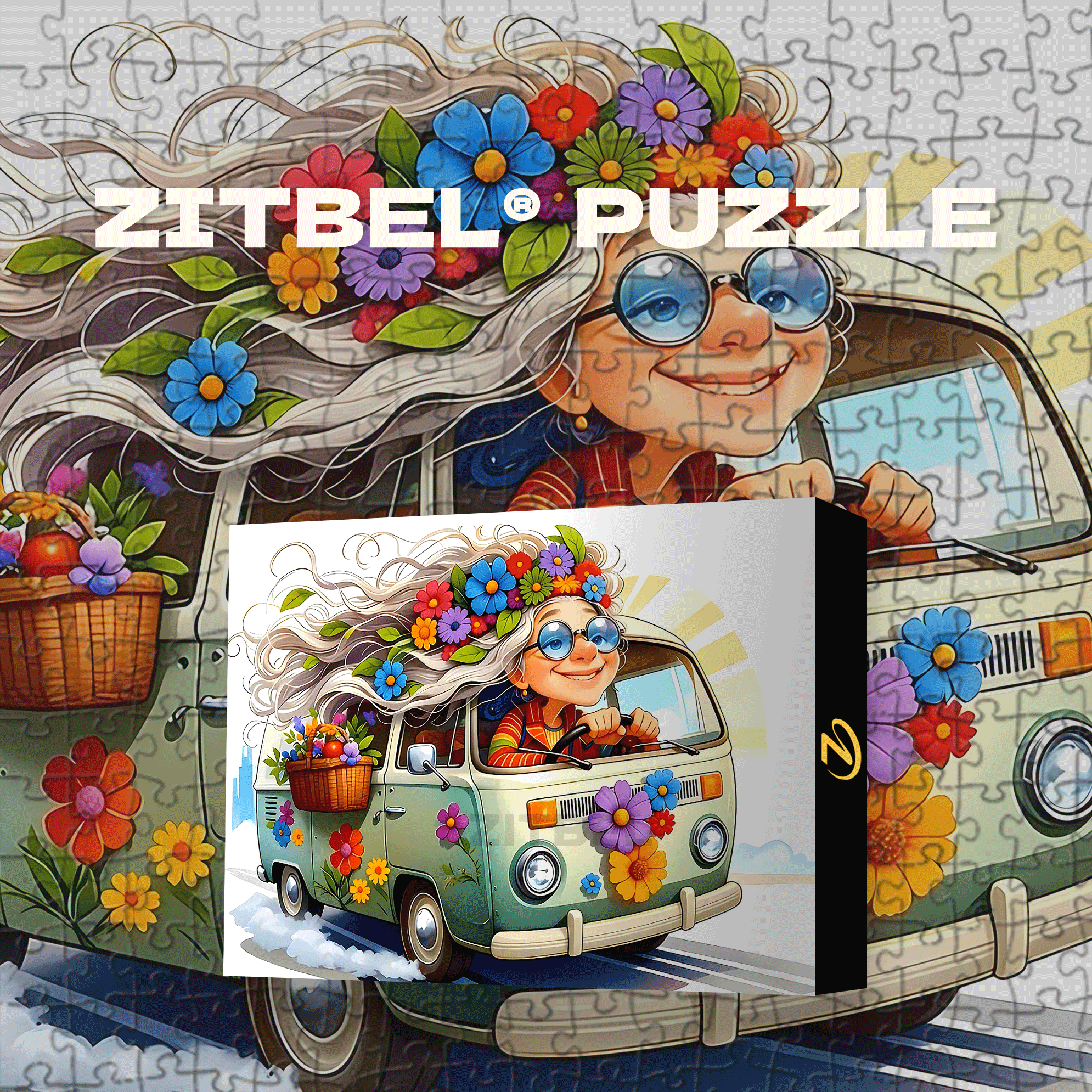 Flower Bus 500pcs/1000pcs Jigsaw Puzzle, Scratch-Resistant, Interactive Family Game & Brain-Boosting DIY Decor, Perfect for Halloween, Christmas & New Year Gifts, Family Puzzle Game
