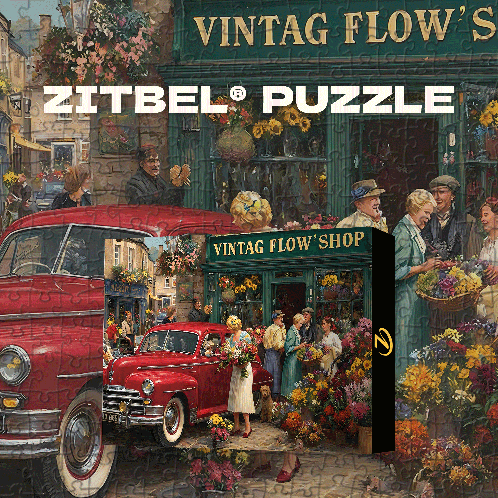 Flower Shop Street 500pcs/1000pcs Jigsaw Puzzle, Scratch-Resistant, Interactive Family Game & Brain-Boosting DIY Decor, Perfect for Halloween, Christmas & New Year Gifts, Family Puzzle Game