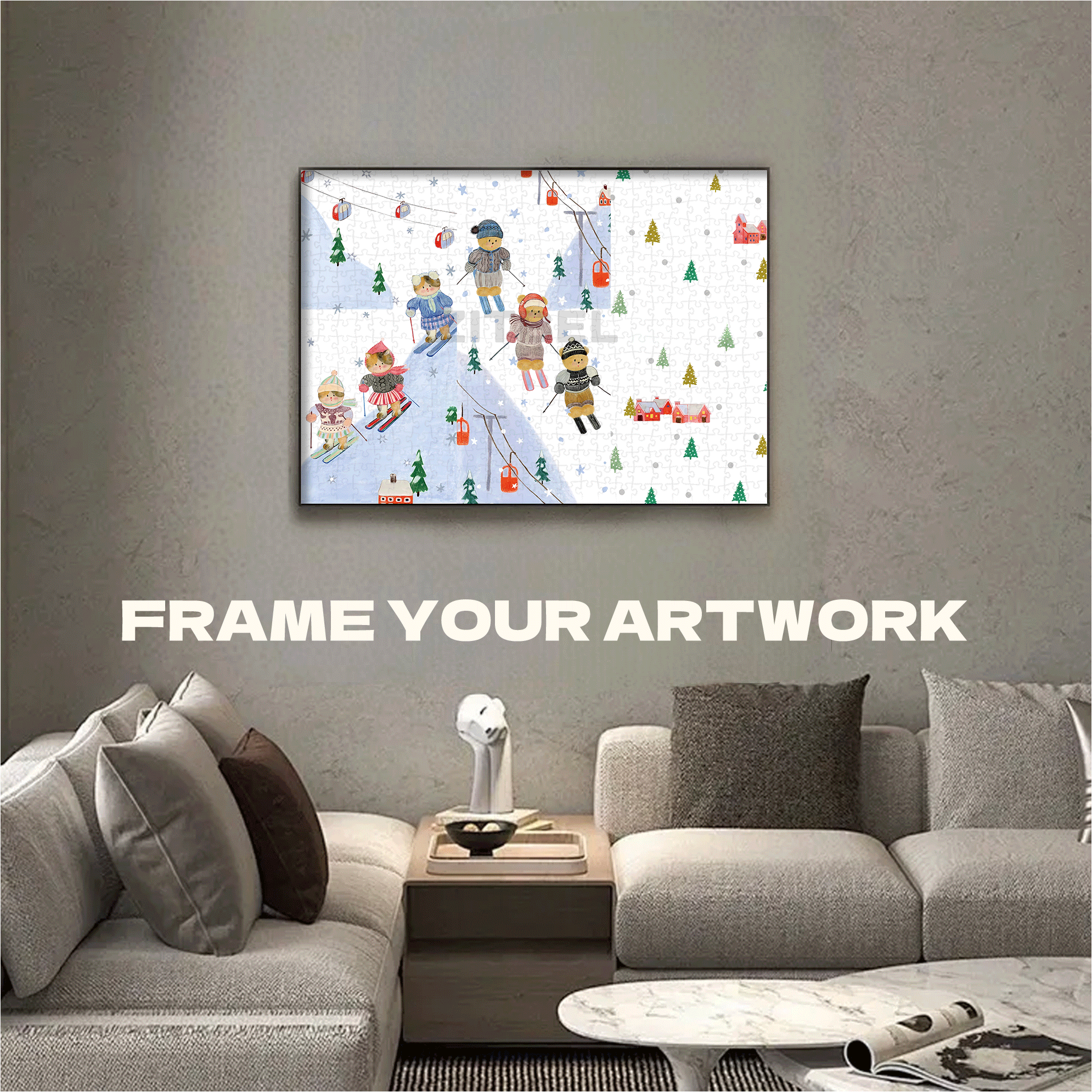 Happy Ski Resort 500pcs/1000pcs Jigsaw Puzzle, Scratch-Resistant, Interactive Family Game & Brain-Boosting DIY Decor, Perfect for Halloween, Christmas & New Year Gifts, Family Puzzle Game