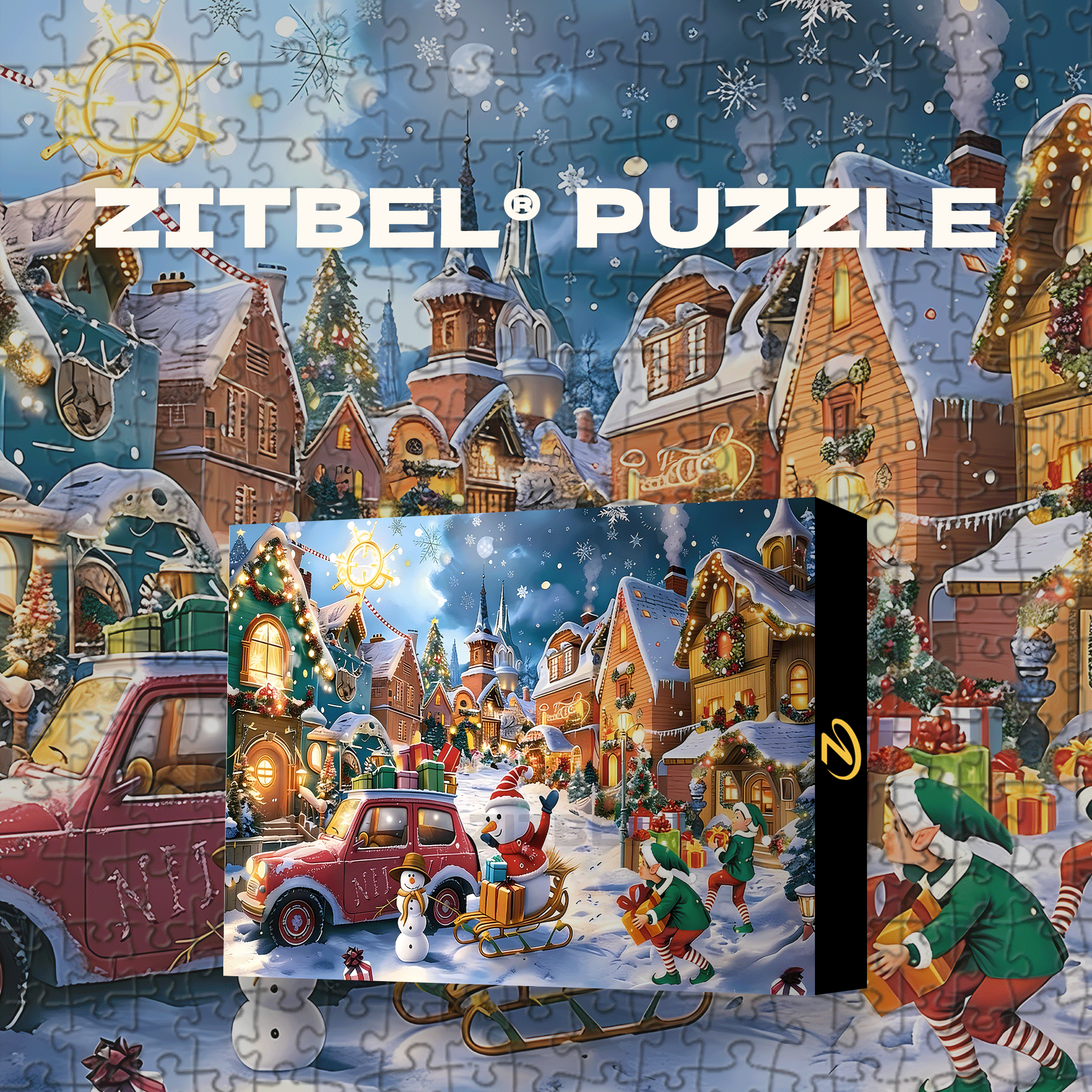 Inter Snow Streets Santa Claus 500pcs/1000pcs Jigsaw Puzzle, Scratch-Resistant, Interactive Family Game & Brain-Boosting DIY Decor, Perfect for Halloween, Christmas & New Year Gifts, Family Puzzle Game