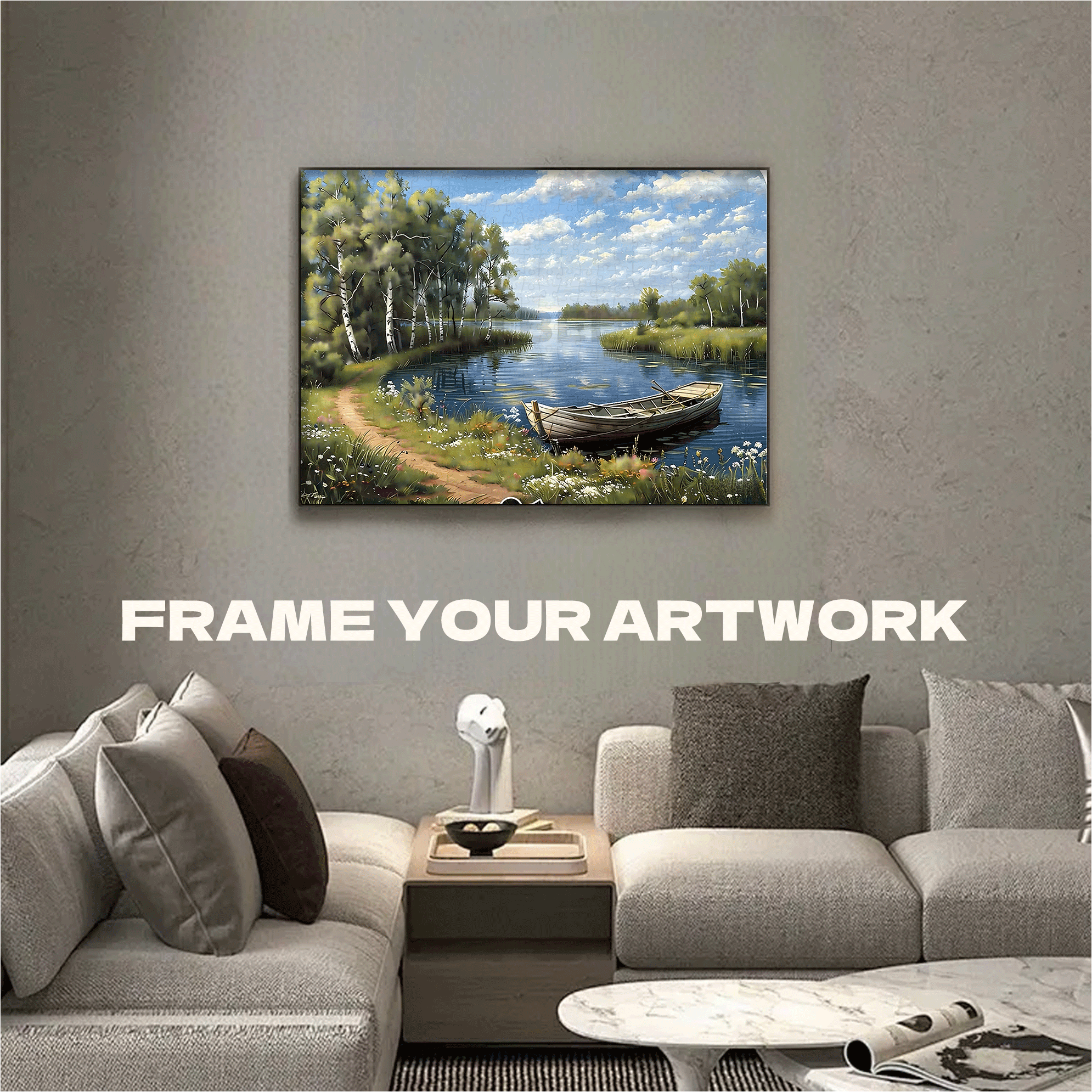 Lakeside Trail Canoe 500pcs/1000pcs Jigsaw Puzzle, Scratch-Resistant, Interactive Family Game & Brain-Boosting DIY Decor, Perfect for Halloween, Christmas & New Year Gifts, Family Puzzle Game