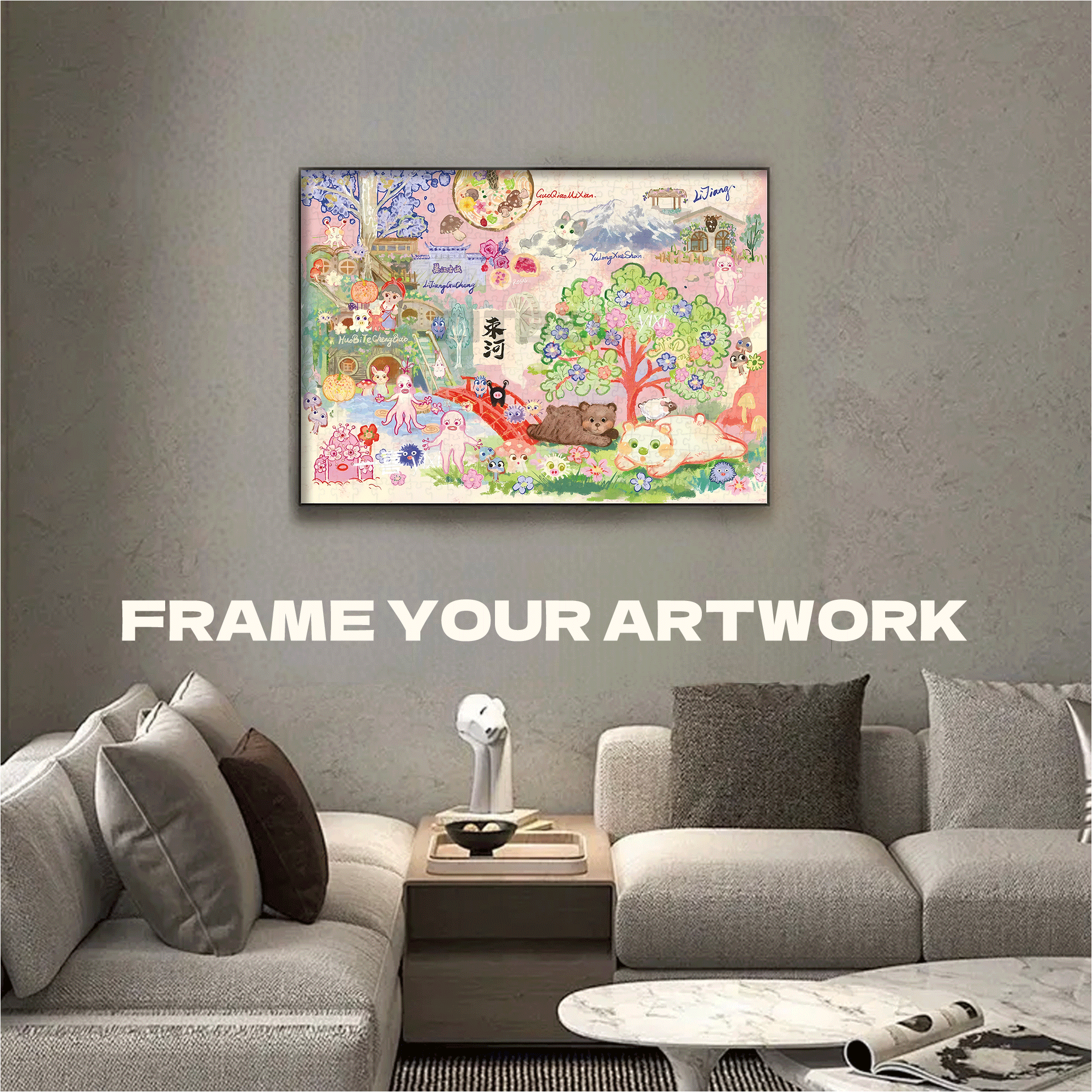 Lijiang Style 500pcs/1000pcs Jigsaw Puzzle, Scratch-Resistant, Interactive Family Game & Brain-Boosting DIY Decor, Perfect for Halloween, Christmas & New Year Gifts, Family Puzzle Game