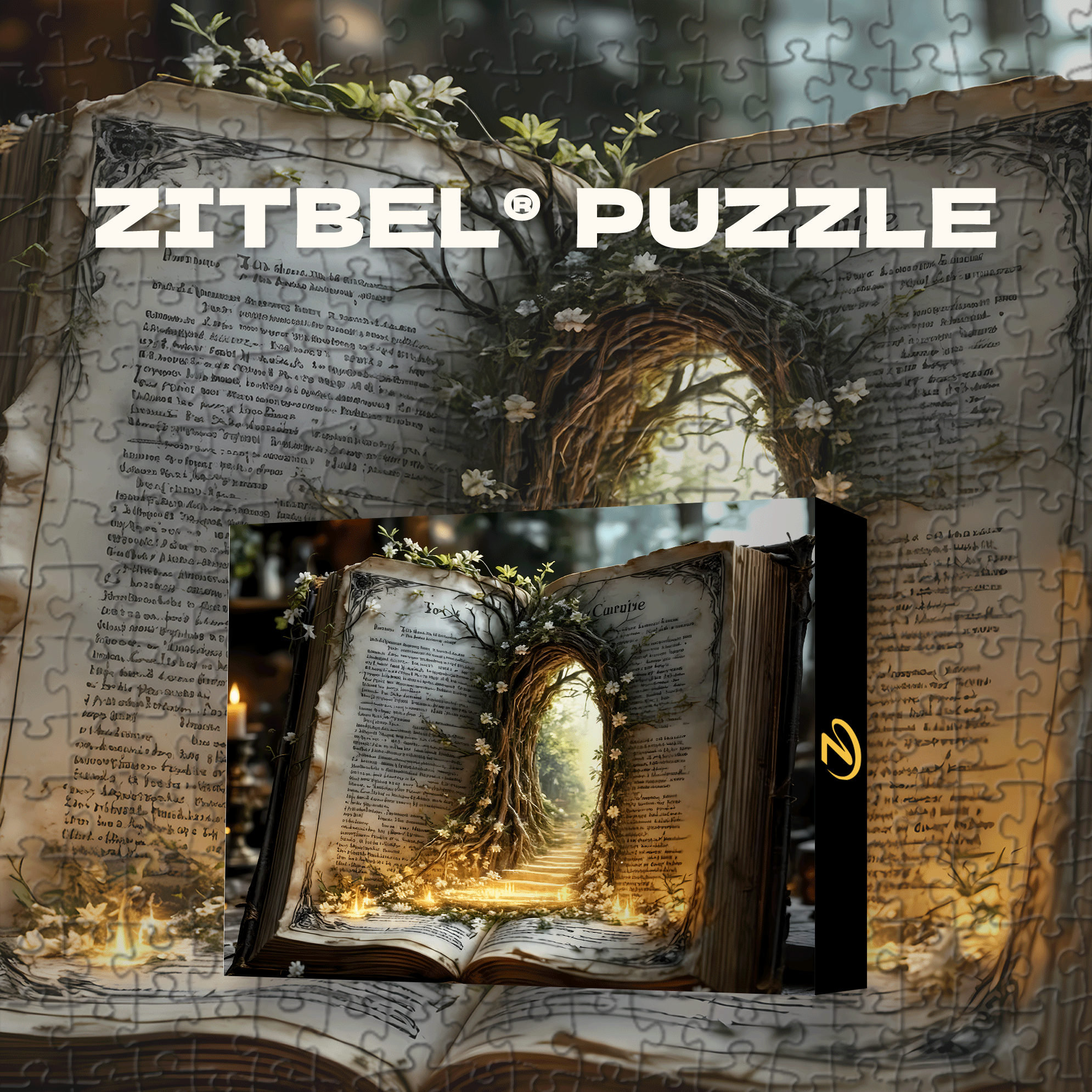 Magical Open Book Portal with Ancient Manuscript Pages 500pcs/1000pcs Jigsaw Puzzle, Scratch-Resistant, Interactive Family Game & Brain-Boosting DIY Decor, Perfect for Halloween, Christmas & New Year Gifts, Family Puzzle Game