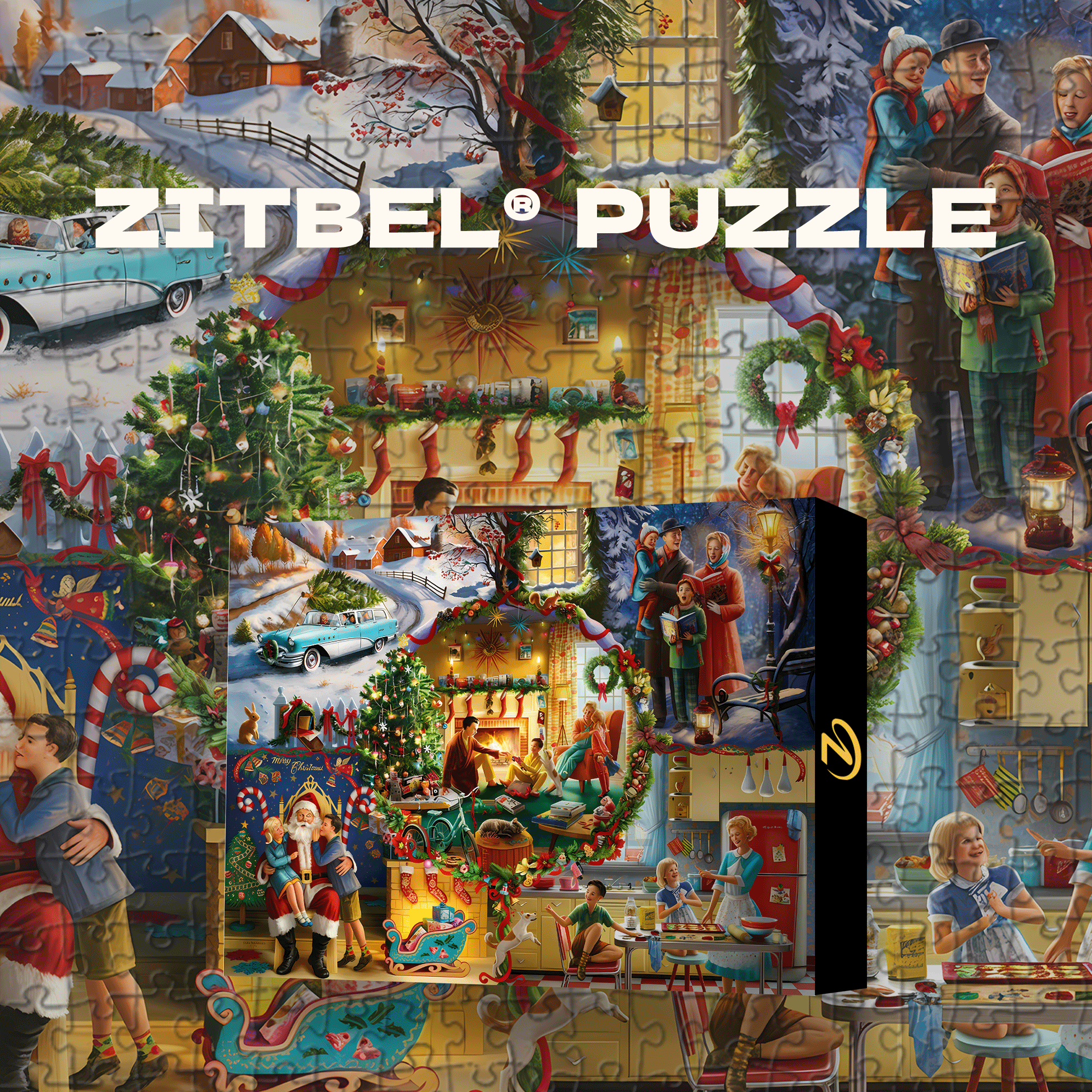 Old-fashioned Christmas 500pcs/1000pcs Jigsaw Puzzle, Scratch-Resistant, Interactive Family Game & Brain-Boosting DIY Decor, Perfect for Halloween, Christmas & New Year Gifts, Family Puzzle Game