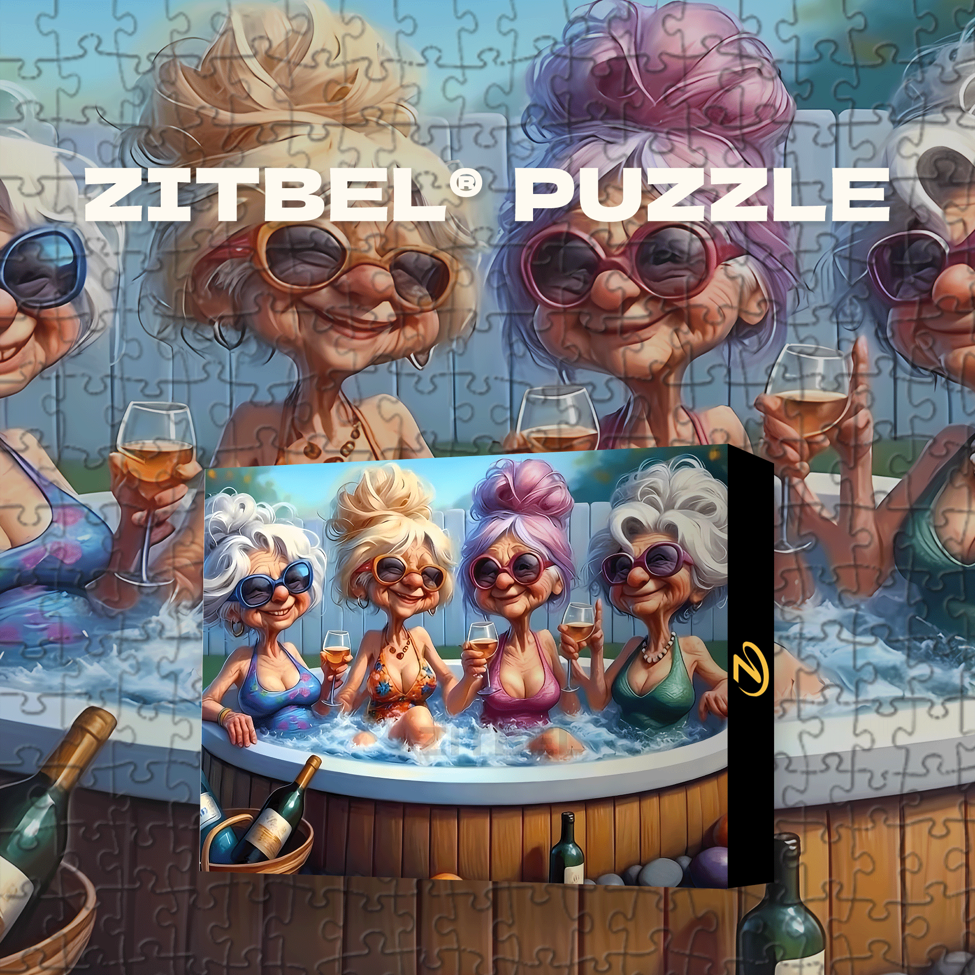 Poolside Party Scene with Women in Bikinis 500pcs/1000pcs Jigsaw Puzzle, Scratch-Resistant, Interactive Family Game & Brain-Boosting DIY Decor, Perfect for Halloween, Christmas & New Year Gifts, Family Puzzle Game