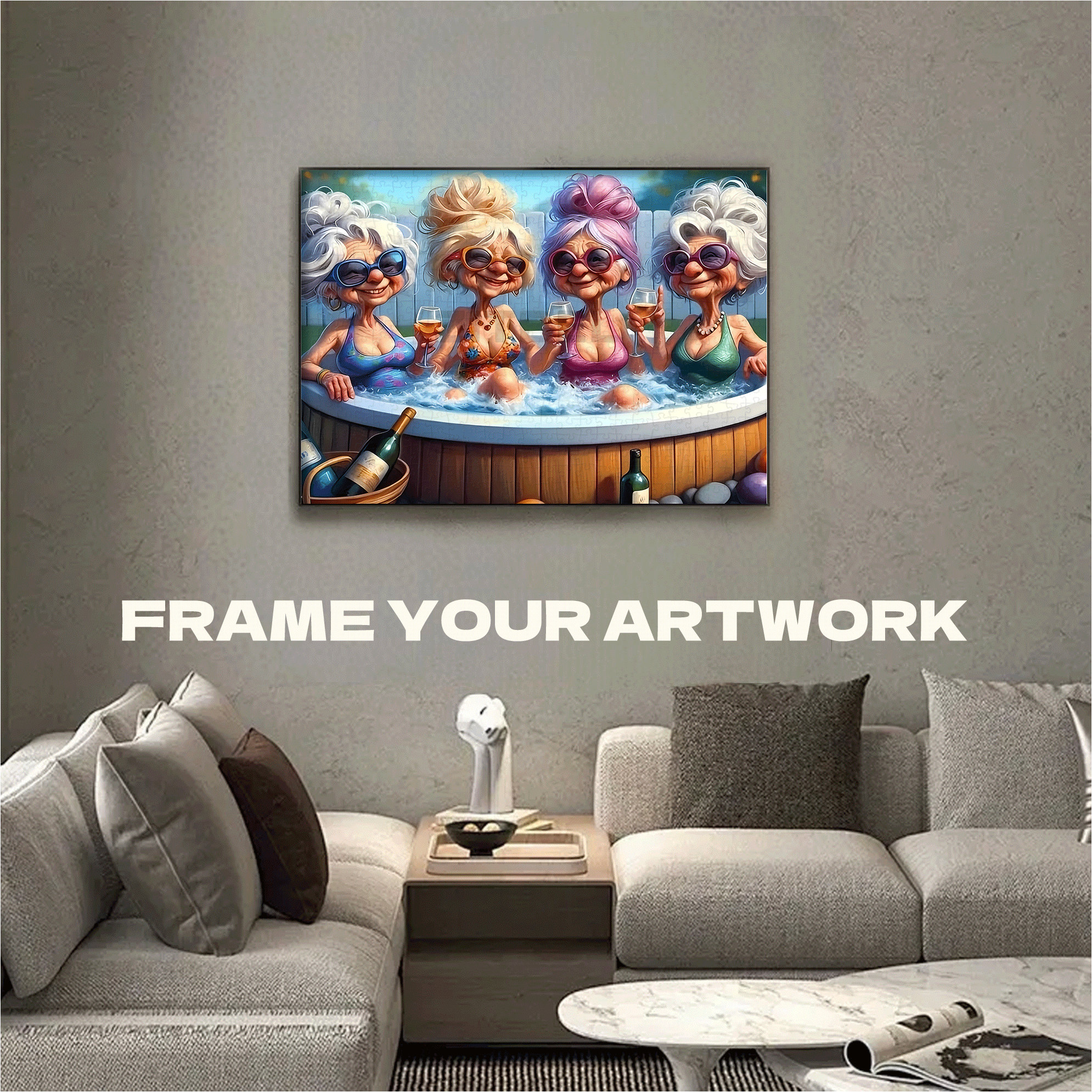 Poolside Party Scene with Women in Bikinis 500pcs/1000pcs Jigsaw Puzzle, Scratch-Resistant, Interactive Family Game & Brain-Boosting DIY Decor, Perfect for Halloween, Christmas & New Year Gifts, Family Puzzle Game