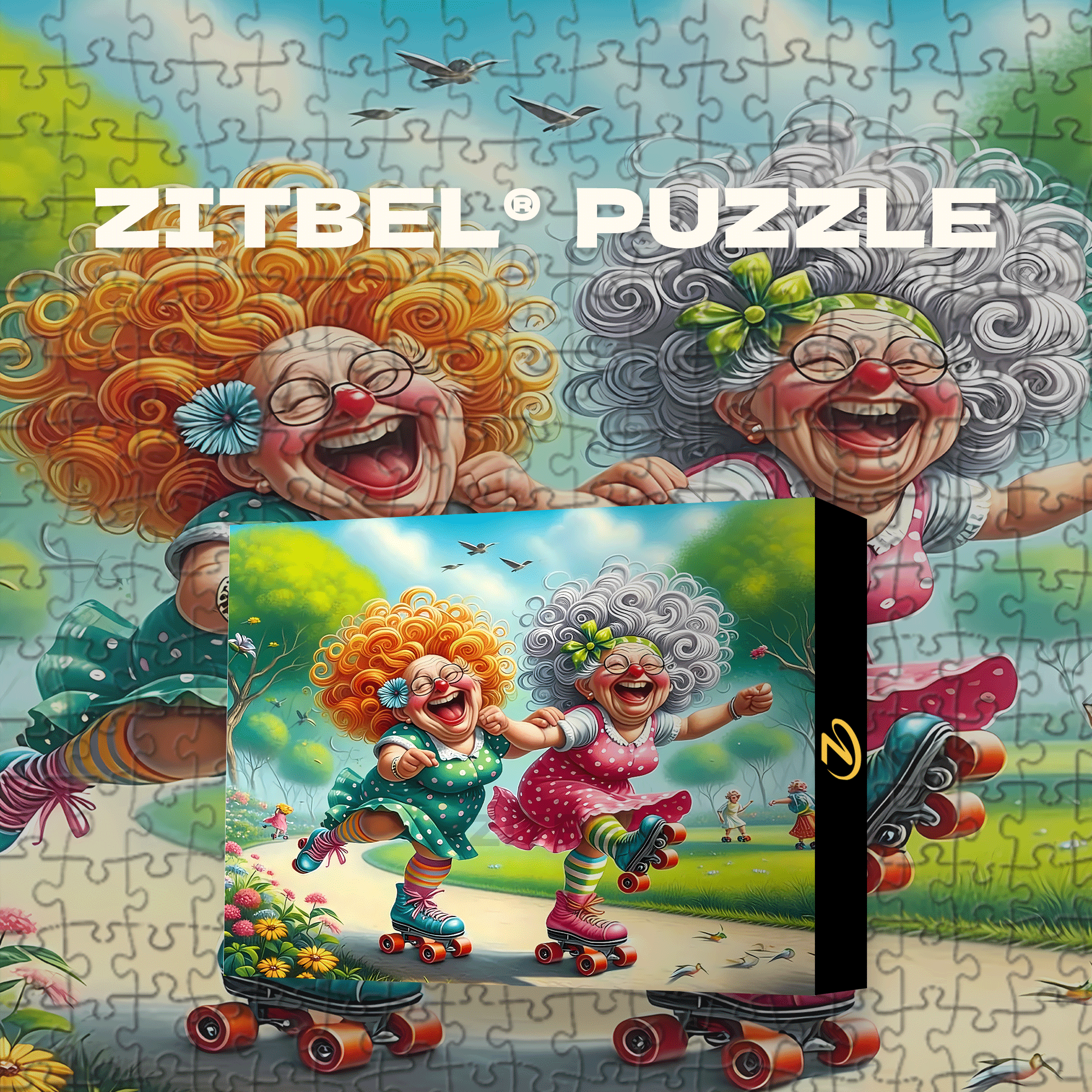 Roller Skating Sisters 500pcs/1000pcs Jigsaw Puzzle, Scratch-Resistant, Interactive Family Game & Brain-Boosting DIY Decor, Perfect for Halloween, Christmas & New Year Gifts, Family Puzzle Game