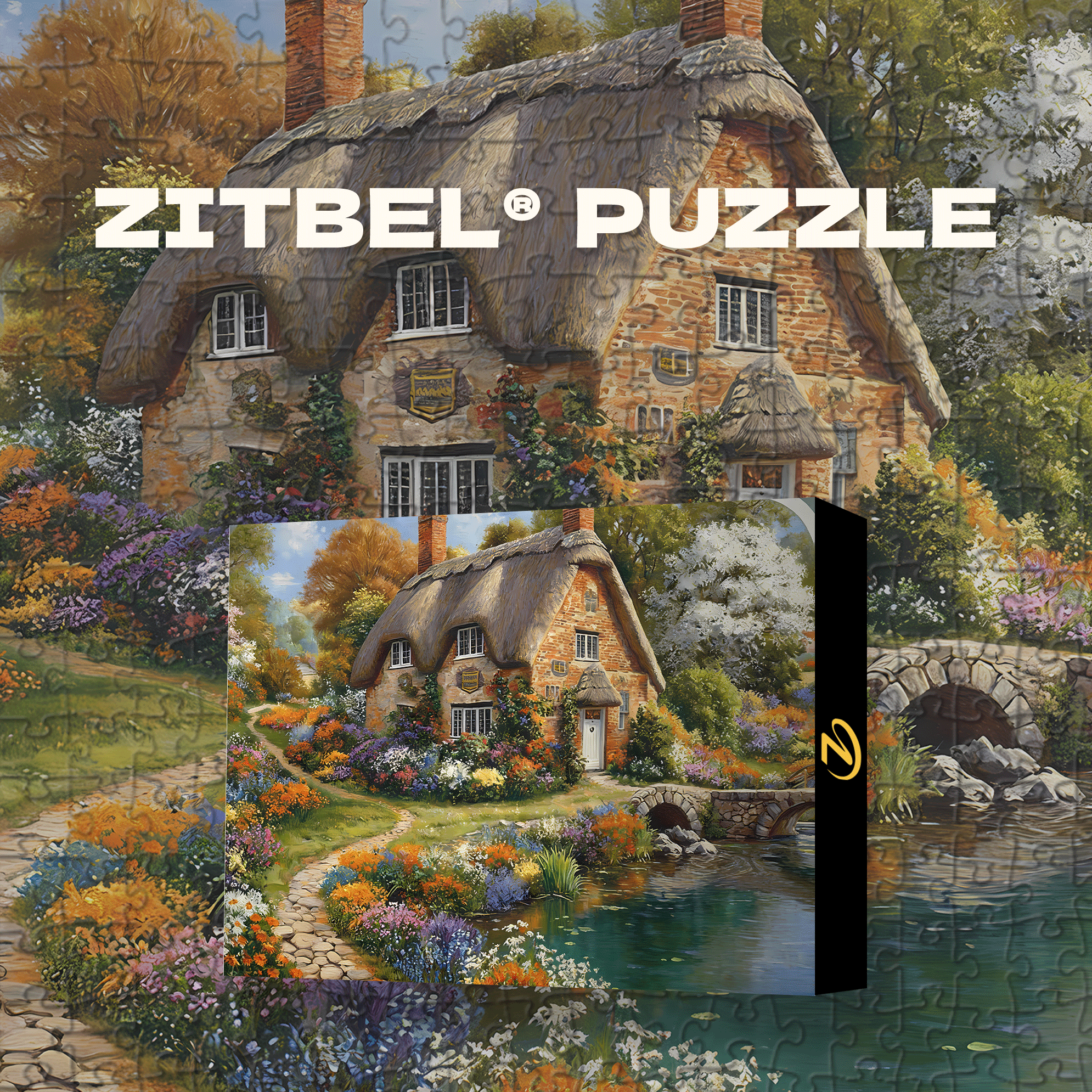 Rural Thatched Cottage 500pcs/1000pcs Jigsaw Puzzle, Scratch-Resistant, Interactive Family Game & Brain-Boosting DIY Decor, Perfect for Halloween, Christmas & New Year Gifts, Family Puzzle Game