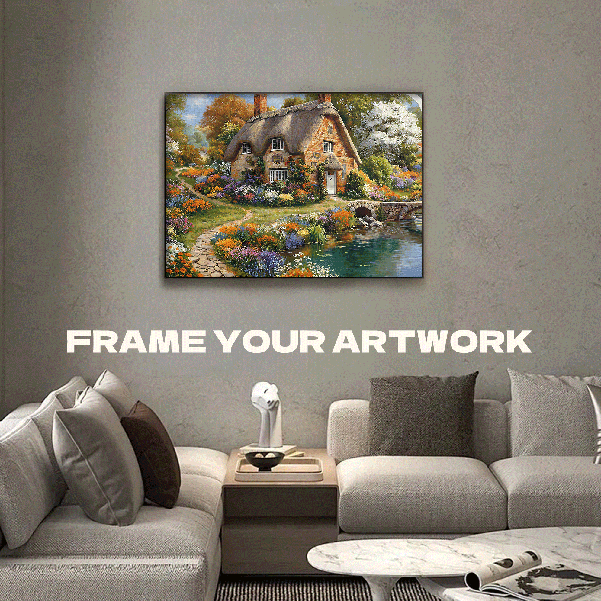 Rural Thatched Cottage 500pcs/1000pcs Jigsaw Puzzle, Scratch-Resistant, Interactive Family Game & Brain-Boosting DIY Decor, Perfect for Halloween, Christmas & New Year Gifts, Family Puzzle Game