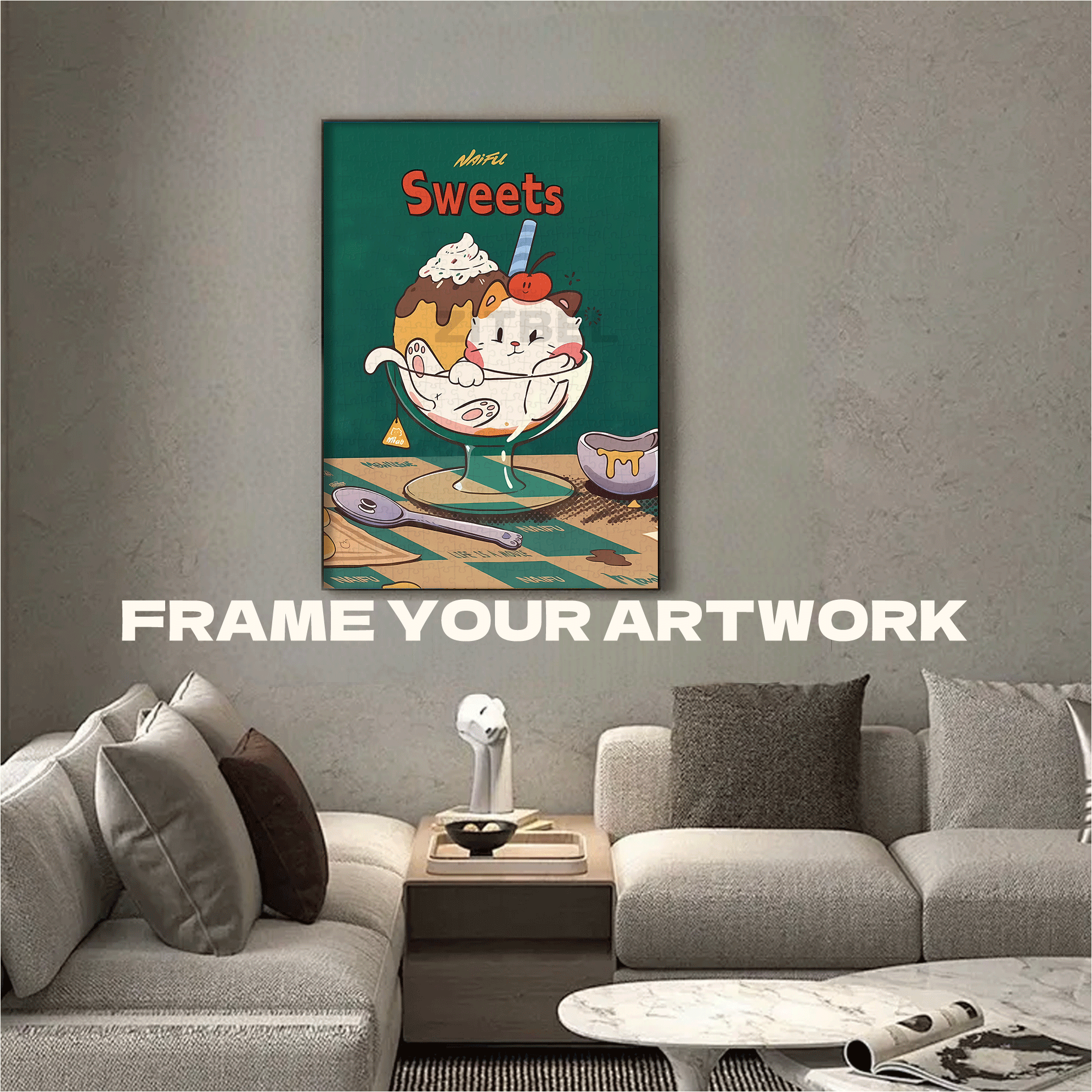 Sweetie The Cat 500pcs/1000pcs Jigsaw Puzzle, Scratch-Resistant, Interactive Family Game & Brain-Boosting DIY Decor, Perfect for Halloween, Christmas & New Year Gifts, Family Puzzle Game
