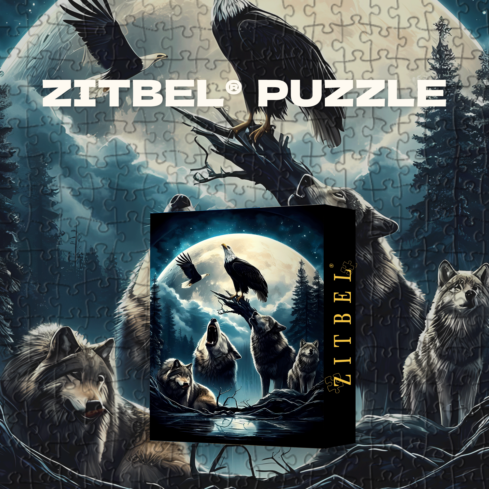 The Figures Of The Wolf And The Eagle 500pcs/1000pcs Jigsaw Puzzle, Scratch-Resistant, Interactive Family Game & Brain-Boosting DIY Decor, Perfect for Halloween, Christmas & New Year Gifts, Family Puzzle Game