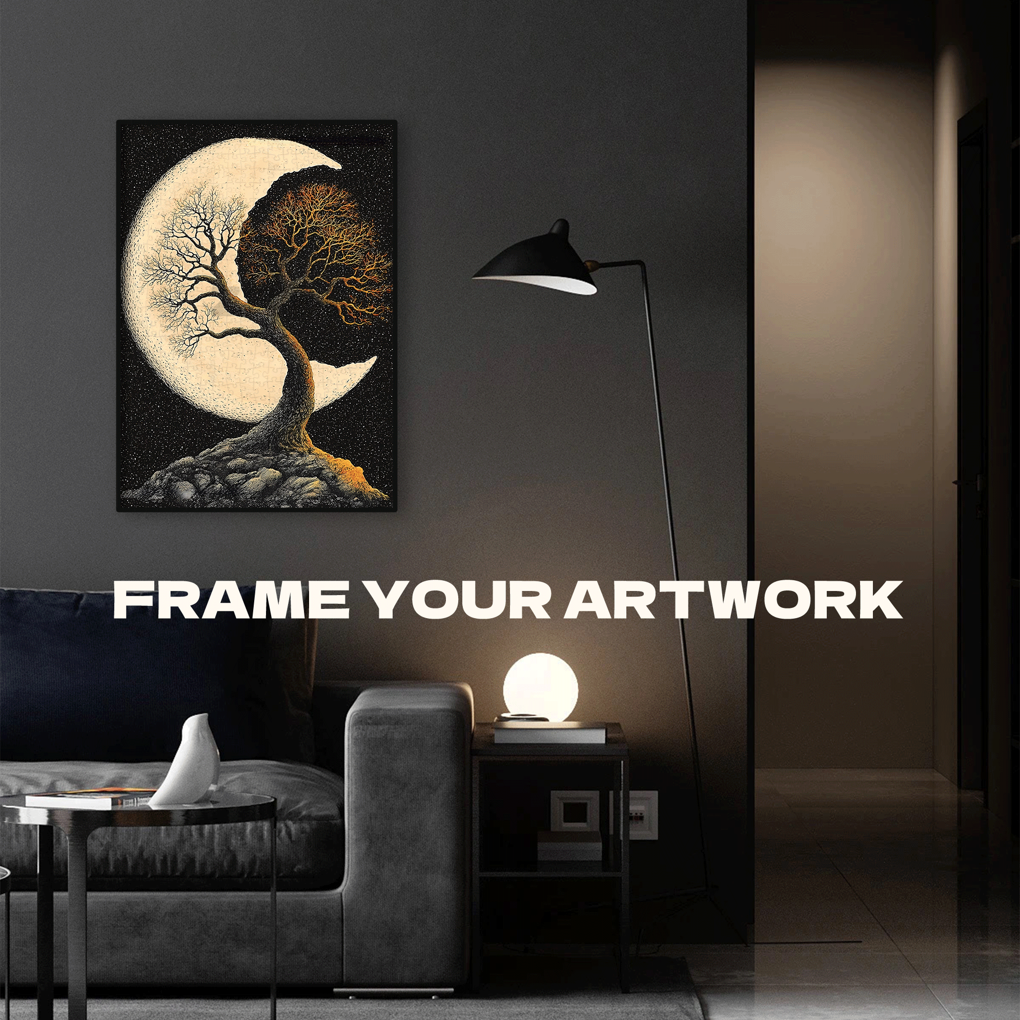 The Whisper Between the Moon and the Trees 500pcs/1000pcs Jigsaw Puzzle, Scratch-Resistant, Interactive Family Game & Brain-Boosting DIY Decor, Perfect for Halloween, Christmas & New Year Gifts, Family Puzzle Game