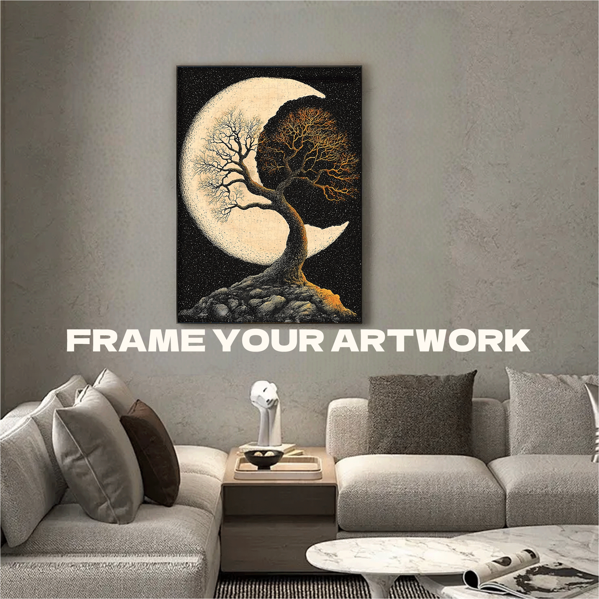The Whisper Between the Moon and the Trees 500pcs/1000pcs Jigsaw Puzzle, Scratch-Resistant, Interactive Family Game & Brain-Boosting DIY Decor, Perfect for Halloween, Christmas & New Year Gifts, Family Puzzle Game