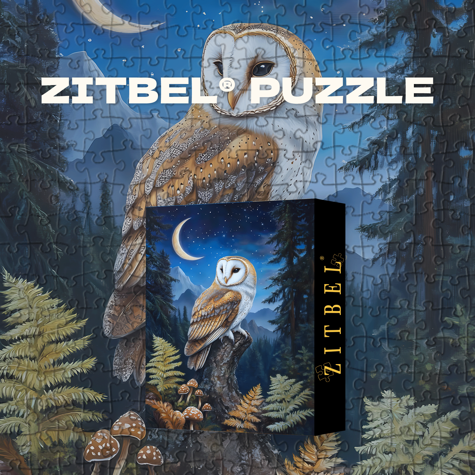 Barn Owl Moon Cross Stitch Pattern 500pcs/1000pcs Jigsaw Puzzle, Scratch-Resistant, Interactive Family Game & Brain-Boosting DIY Decor, Perfect for Halloween, Christmas & New Year Gifts, Family Puzzle Game