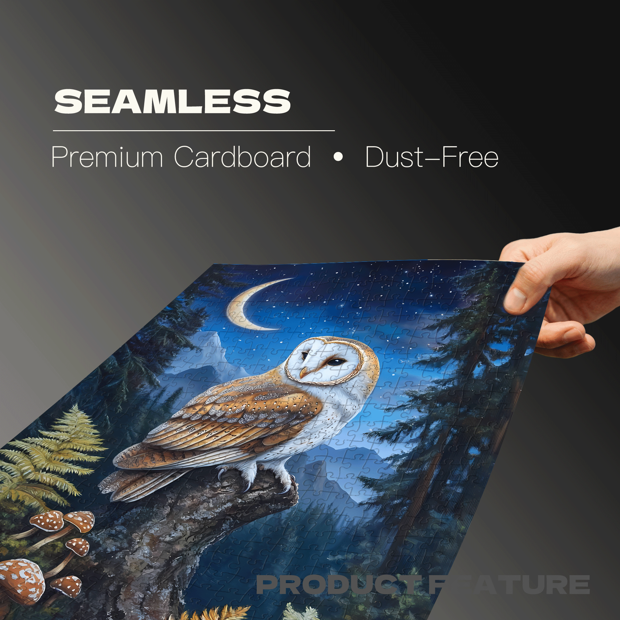 Barn Owl Moon Cross Stitch Pattern 500pcs/1000pcs Jigsaw Puzzle, Scratch-Resistant, Interactive Family Game & Brain-Boosting DIY Decor, Perfect for Halloween, Christmas & New Year Gifts, Family Puzzle Game