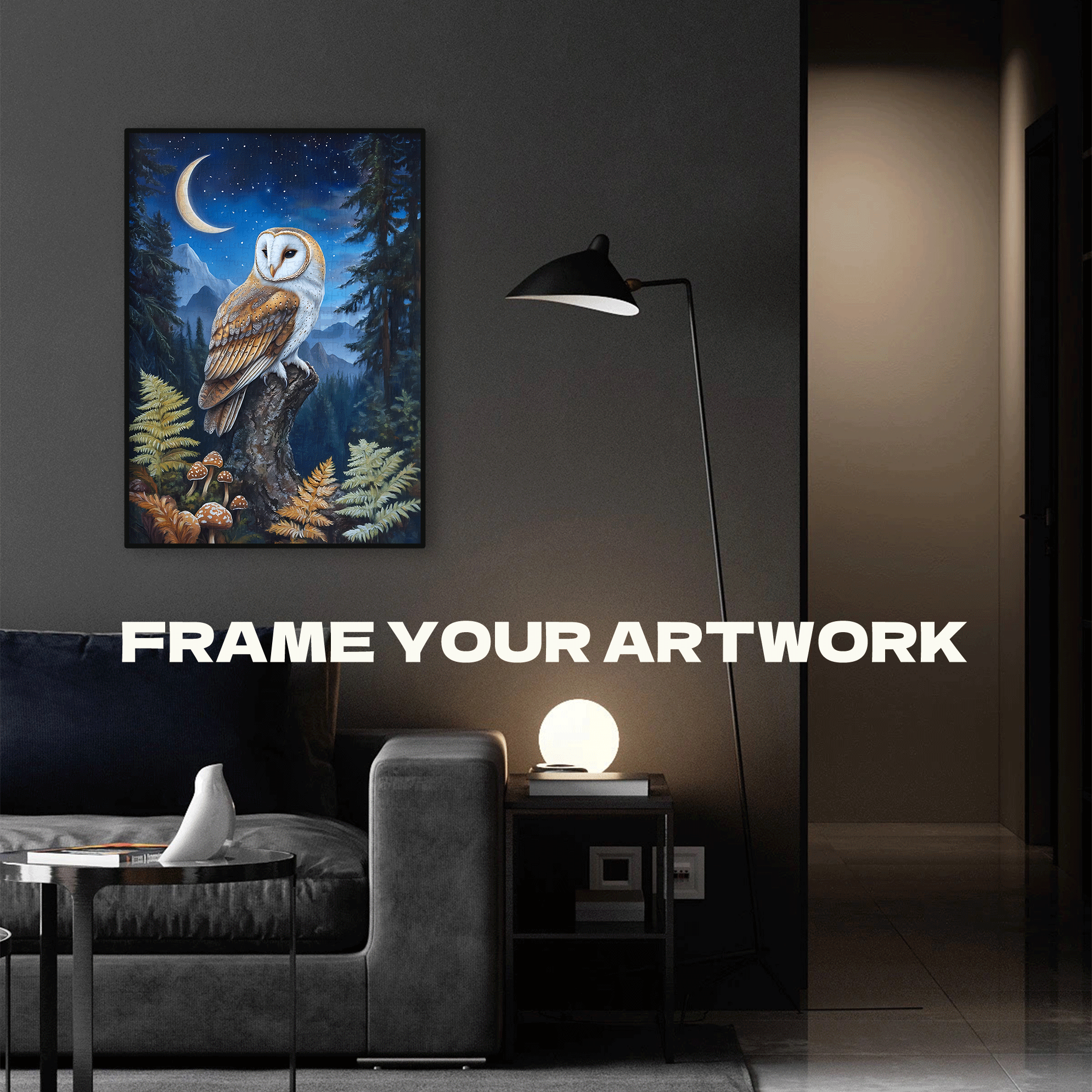 Barn Owl Moon Cross Stitch Pattern 500pcs/1000pcs Jigsaw Puzzle, Scratch-Resistant, Interactive Family Game & Brain-Boosting DIY Decor, Perfect for Halloween, Christmas & New Year Gifts, Family Puzzle Game