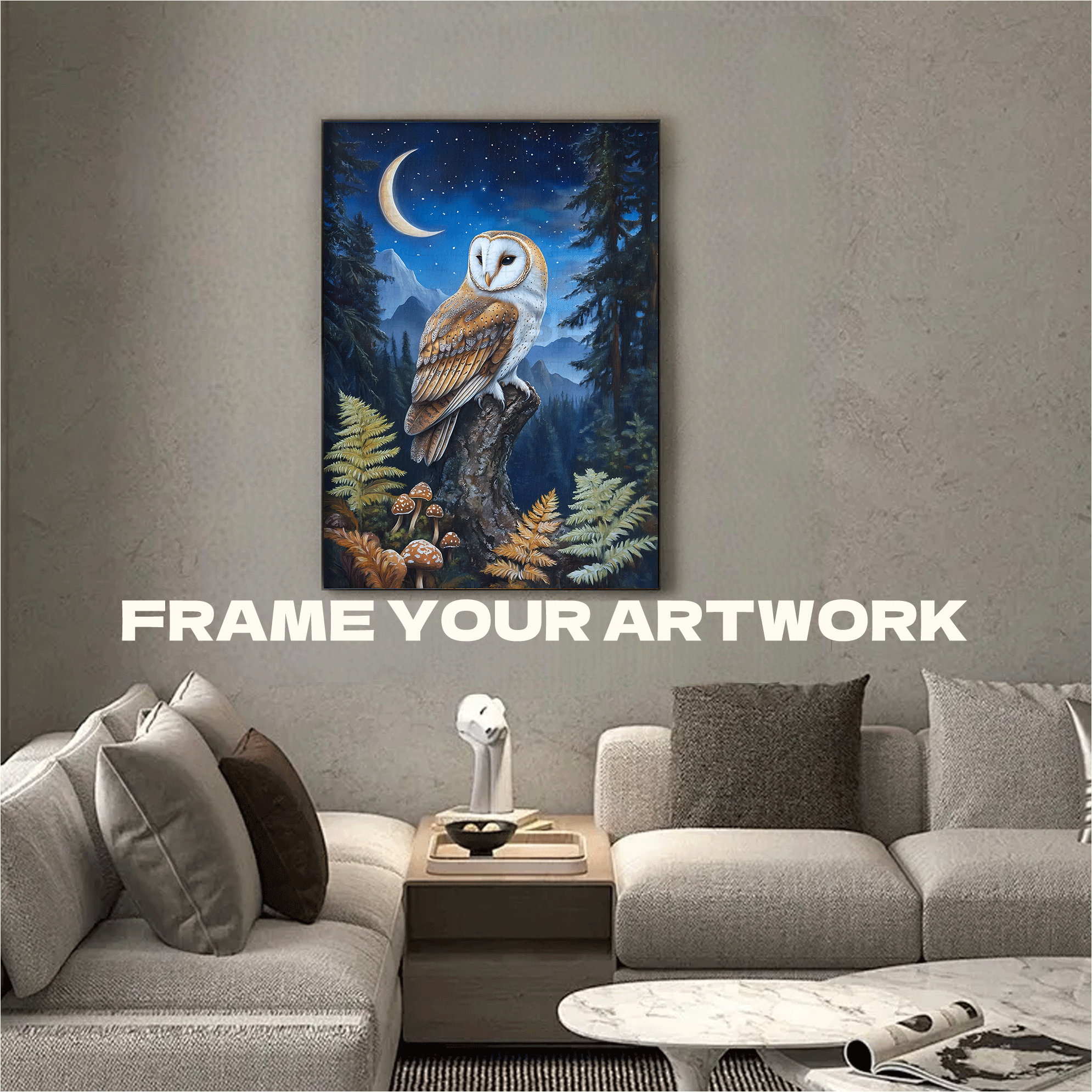 Barn Owl Moon Cross Stitch Pattern 500pcs/1000pcs Jigsaw Puzzle, Scratch-Resistant, Interactive Family Game & Brain-Boosting DIY Decor, Perfect for Halloween, Christmas & New Year Gifts, Family Puzzle Game