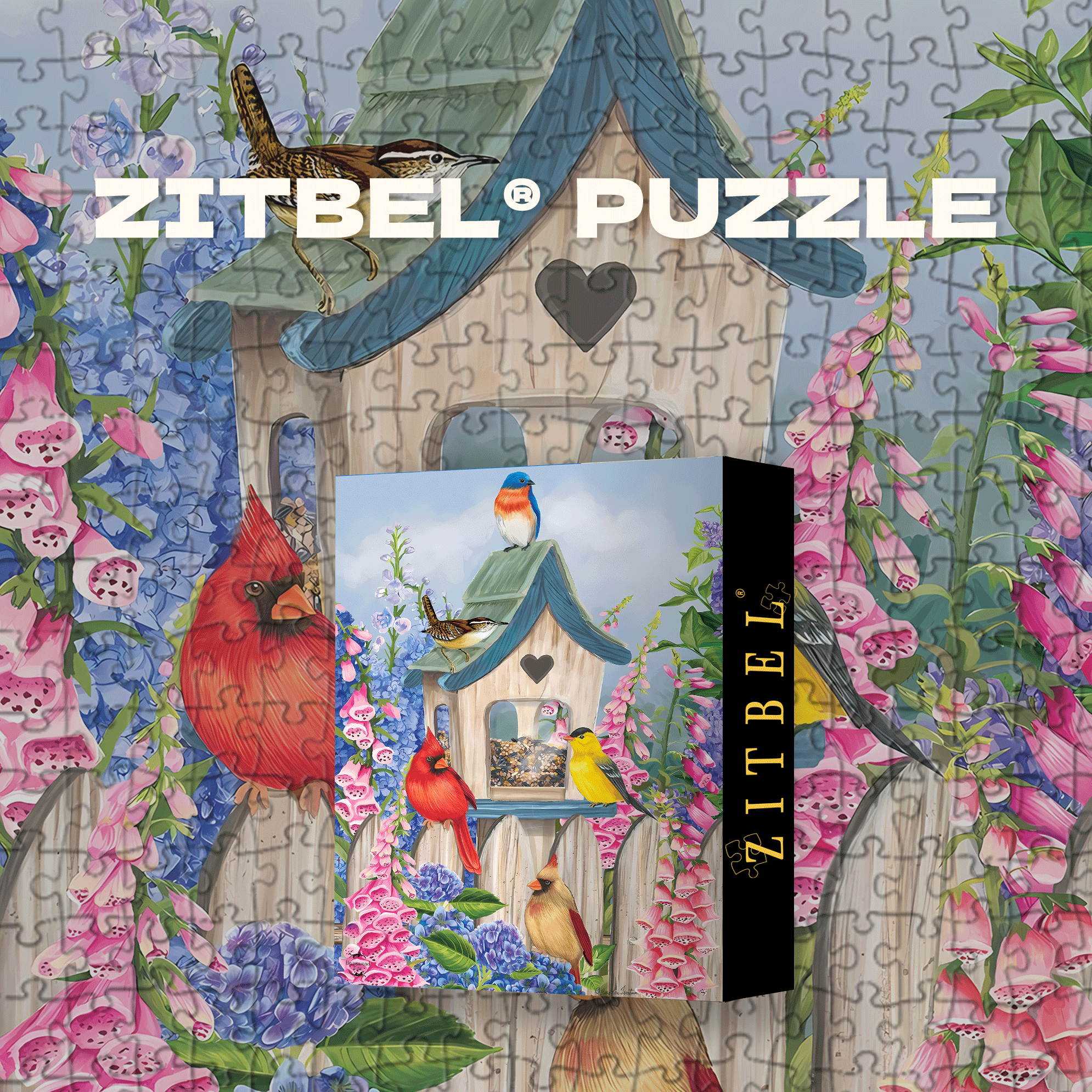 Birds of Spring Garden 500pcs/1000pcs Jigsaw Puzzle, Scratch-Resistant, Interactive Family Game & Brain-Boosting DIY Decor, Perfect for Halloween, Christmas & New Year Gifts, Family Puzzle Game