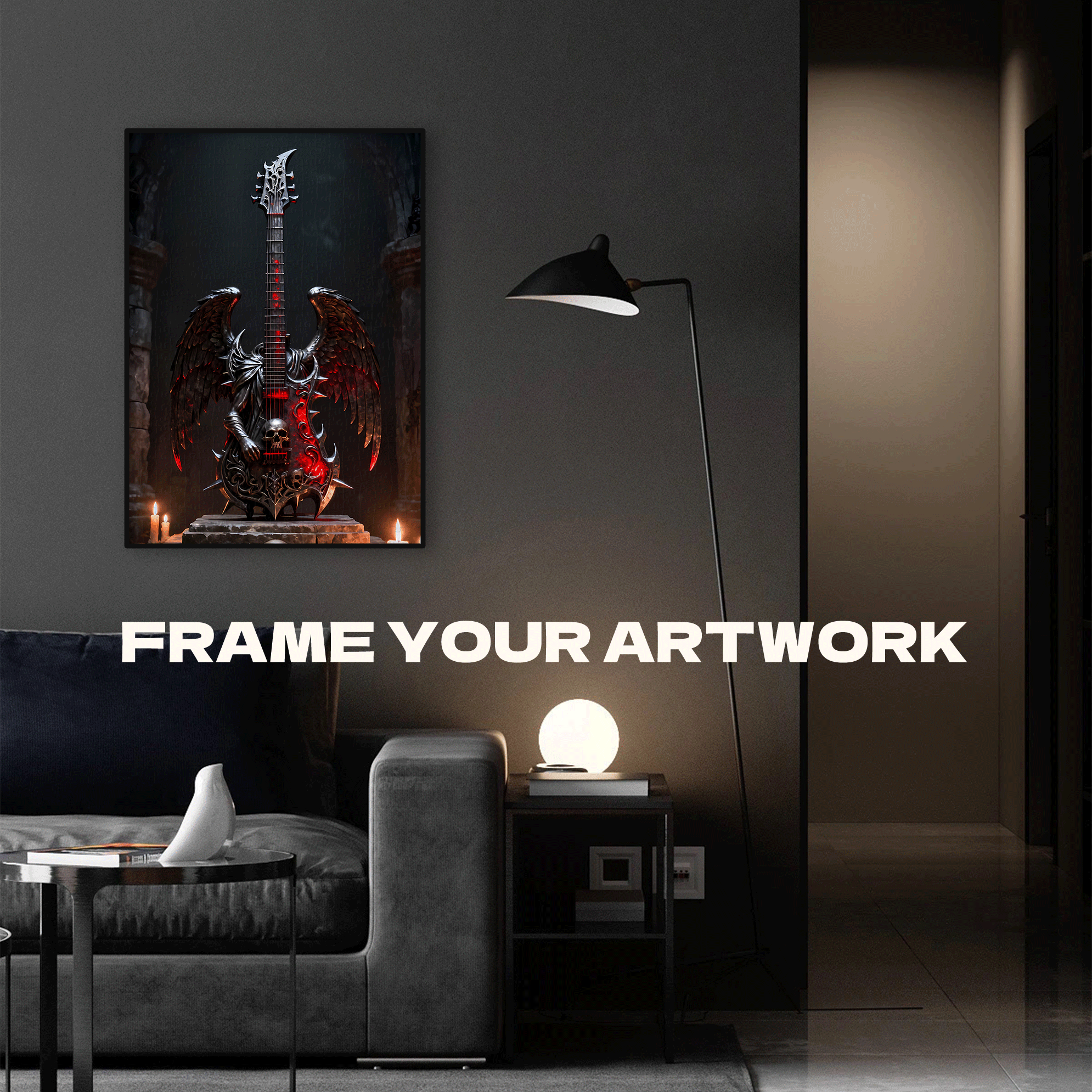 Dark Wings Guitar 500pcs/1000pcs Jigsaw Puzzle, Scratch-Resistant, Interactive Family Game & Brain-Boosting DIY Decor, Perfect for Halloween, Christmas & New Year Gifts, Family Puzzle Game