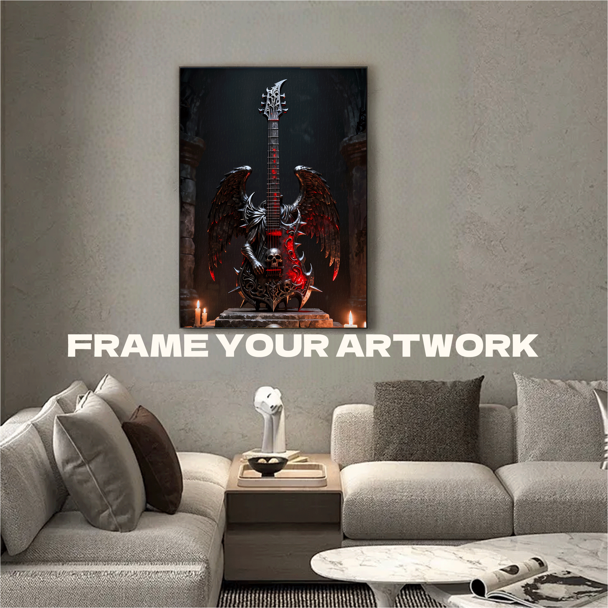 Dark Wings Guitar 500pcs/1000pcs Jigsaw Puzzle, Scratch-Resistant, Interactive Family Game & Brain-Boosting DIY Decor, Perfect for Halloween, Christmas & New Year Gifts, Family Puzzle Game