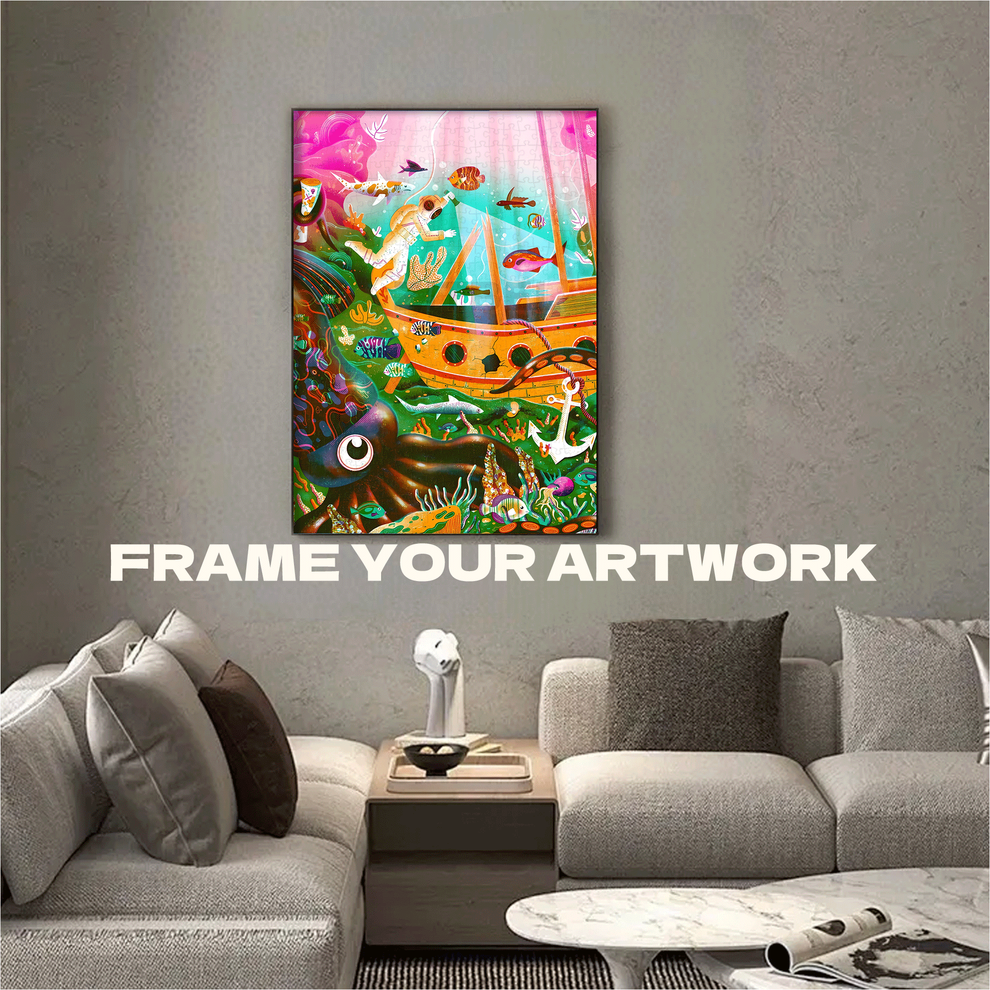 Deep Sea Adventure 500pcs/1000pcs Jigsaw Puzzle, Scratch-Resistant, Interactive Family Game & Brain-Boosting DIY Decor, Perfect for Halloween, Christmas & New Year Gifts, Family Puzzle Game
