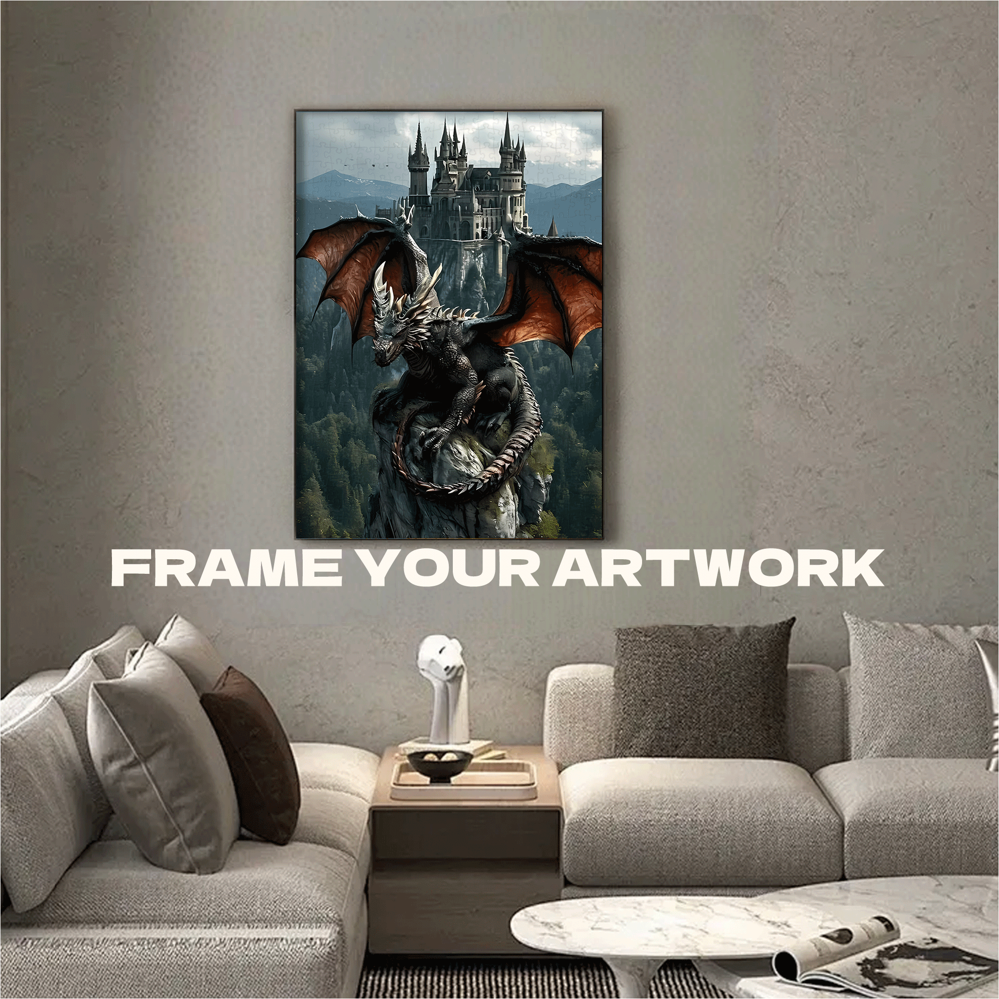 Dragon Fort Watchtower 500pcs/1000pcs Jigsaw Puzzle, Scratch-Resistant, Interactive Family Game & Brain-Boosting DIY Decor, Perfect for Halloween, Christmas & New Year Gifts, Family Puzzle Game