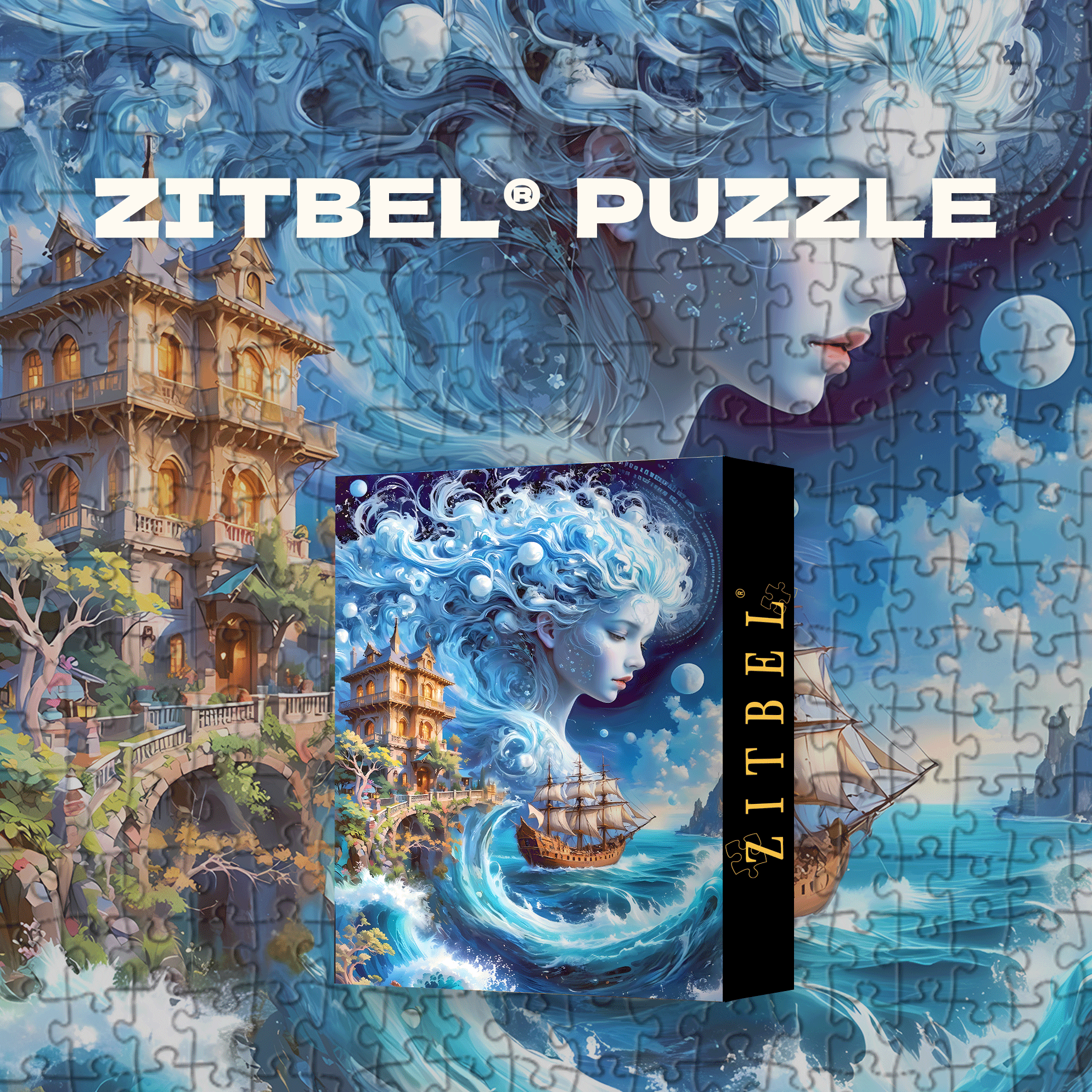 Dream of the Sea God 500pcs/1000pcs Jigsaw Puzzle, Scratch-Resistant, Interactive Family Game & Brain-Boosting DIY Decor, Perfect for Halloween, Christmas & New Year Gifts, Family Puzzle Game