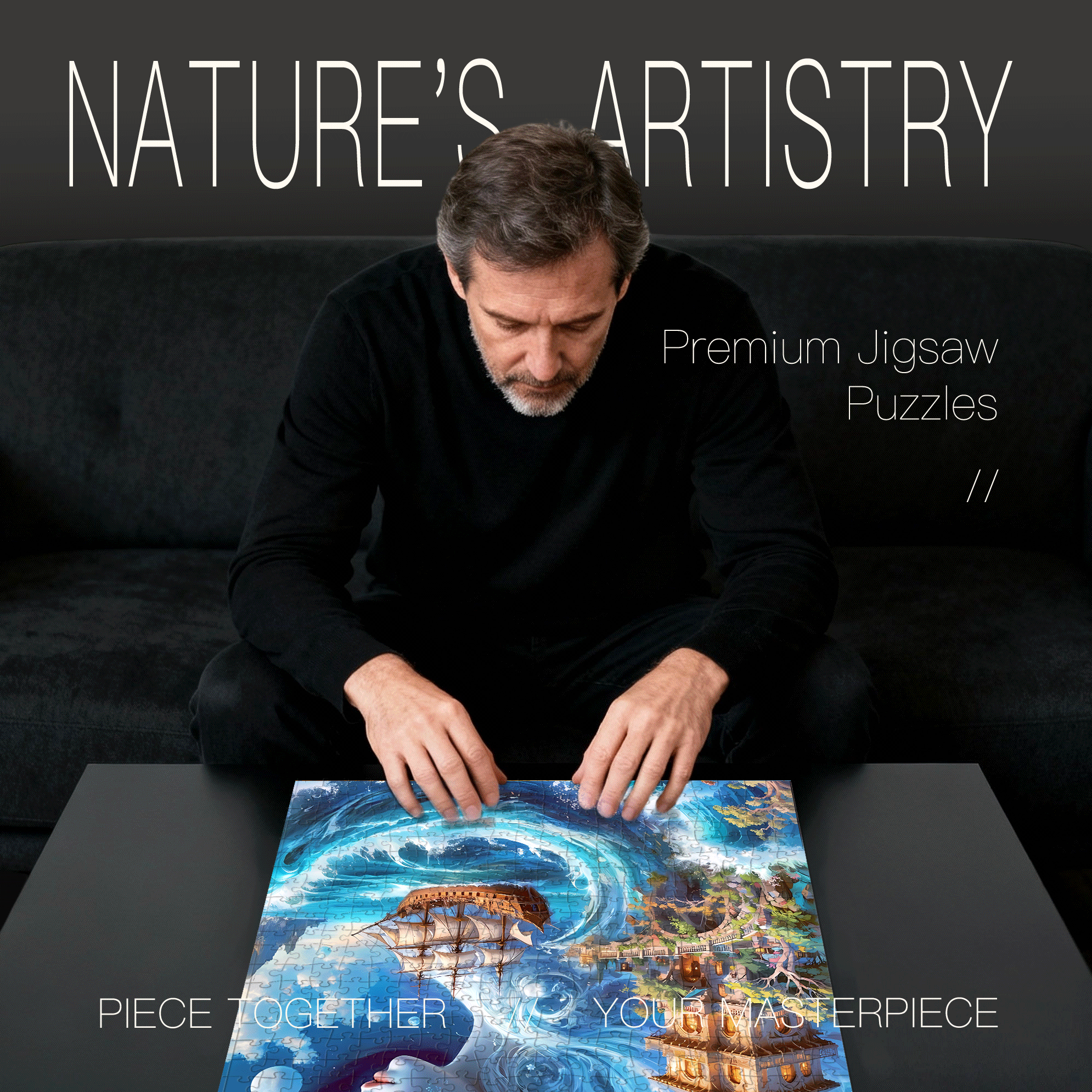 Dream of the Sea God 500pcs/1000pcs Jigsaw Puzzle, Scratch-Resistant, Interactive Family Game & Brain-Boosting DIY Decor, Perfect for Halloween, Christmas & New Year Gifts, Family Puzzle Game