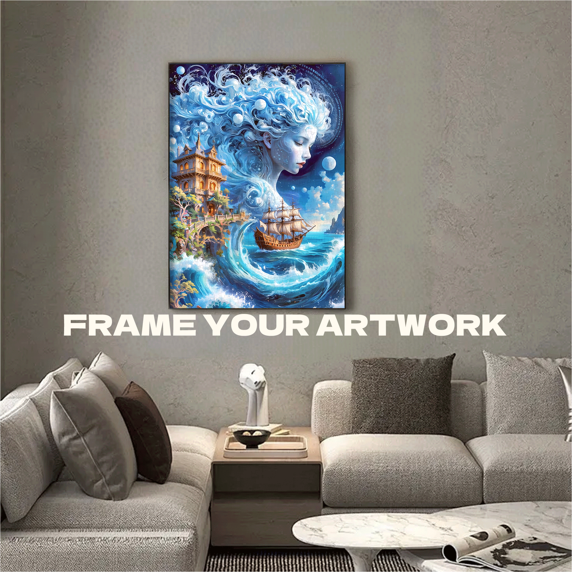 Dream of the Sea God 500pcs/1000pcs Jigsaw Puzzle, Scratch-Resistant, Interactive Family Game & Brain-Boosting DIY Decor, Perfect for Halloween, Christmas & New Year Gifts, Family Puzzle Game