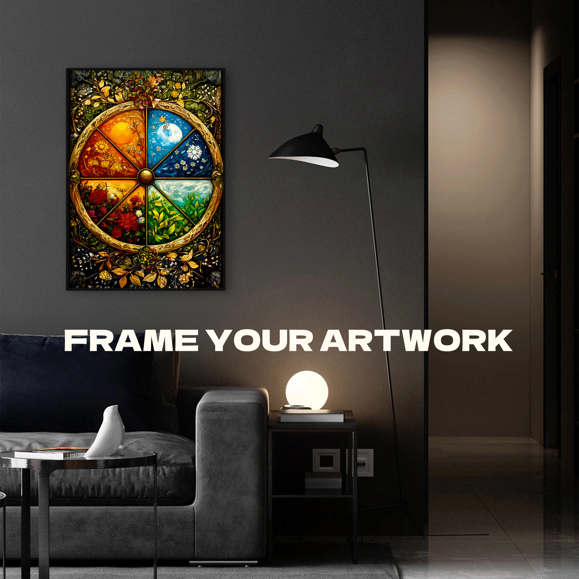 The Wheel of the Four Seasons 500pcs/1000pcs Jigsaw Puzzle, Scratch-Resistant, Interactive Family Game & Brain-Boosting DIY Decor, Perfect for Halloween, Christmas & New Year Gifts, Family Puzzle Game