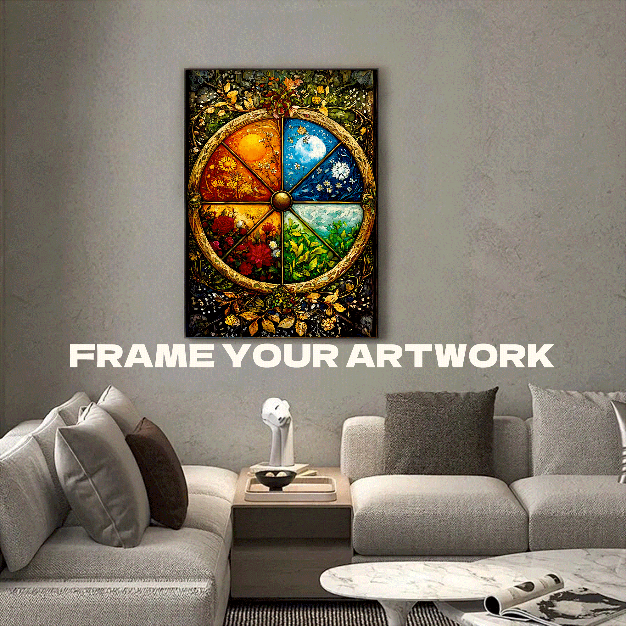 The Wheel of the Four Seasons 500pcs/1000pcs Jigsaw Puzzle, Scratch-Resistant, Interactive Family Game & Brain-Boosting DIY Decor, Perfect for Halloween, Christmas & New Year Gifts, Family Puzzle Game