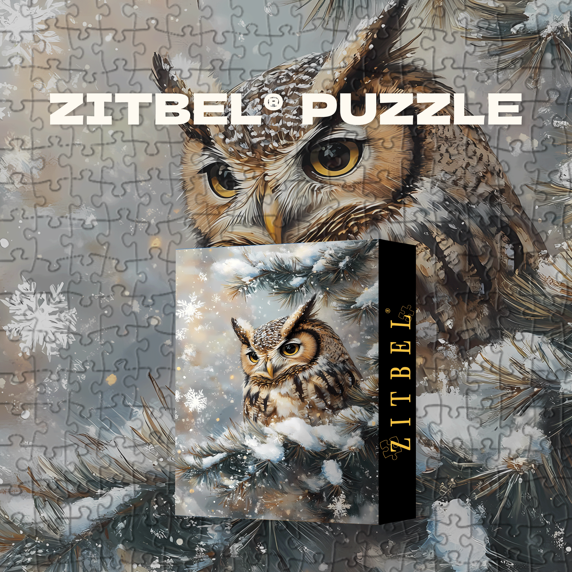 Winter Animal Owl 500pcs/1000pcs Jigsaw Puzzle, Scratch-Resistant, Interactive Family Game & Brain-Boosting DIY Decor, Perfect for Halloween, Christmas & New Year Gifts, Family Puzzle Game