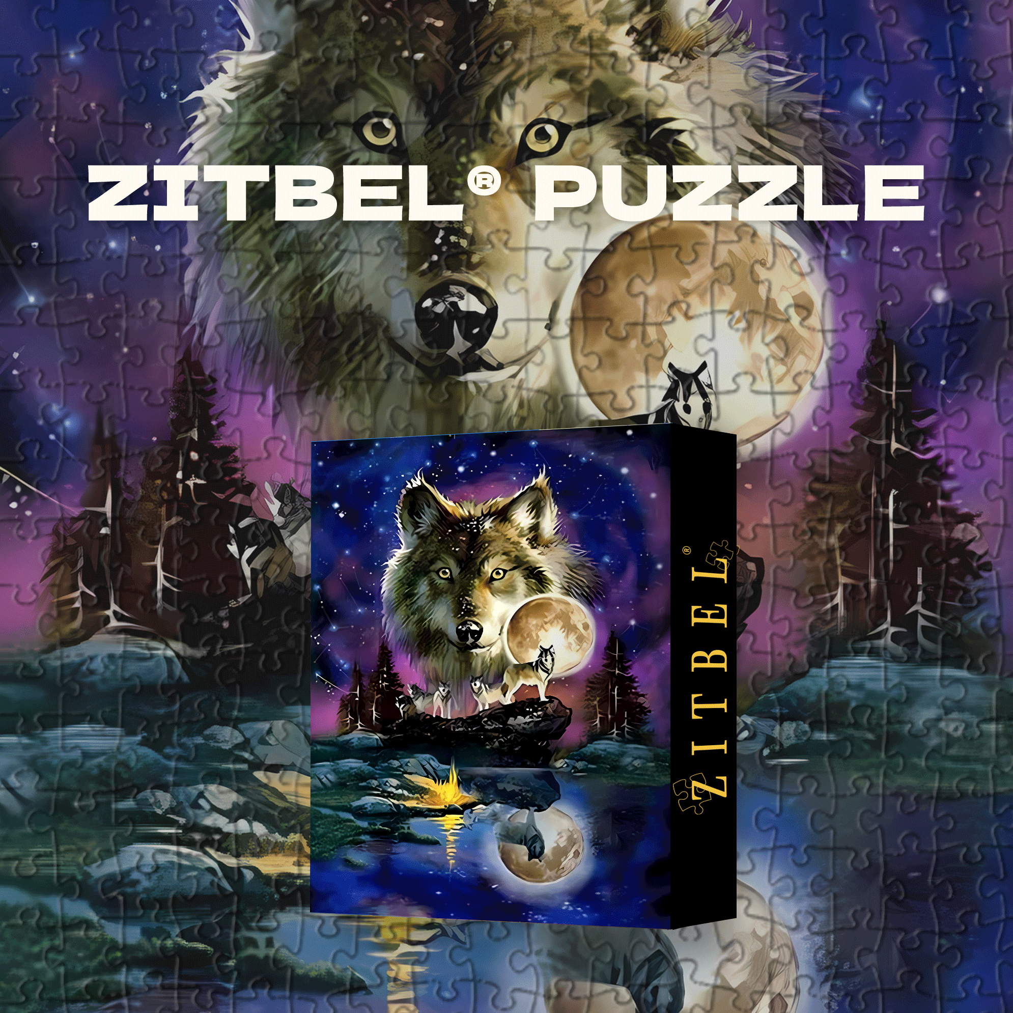 Wolf And Moon 500pcs/1000pcs Jigsaw Puzzle, Scratch-Resistant, Interactive Family Game & Brain-Boosting DIY Decor, Perfect for Halloween, Christmas & New Year Gifts, Family Puzzle Game