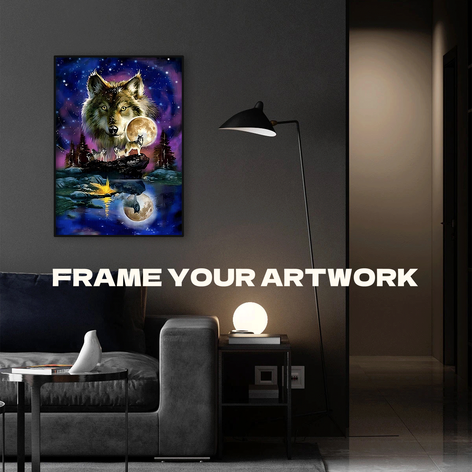 Wolf And Moon 500pcs/1000pcs Jigsaw Puzzle, Scratch-Resistant, Interactive Family Game & Brain-Boosting DIY Decor, Perfect for Halloween, Christmas & New Year Gifts, Family Puzzle Game
