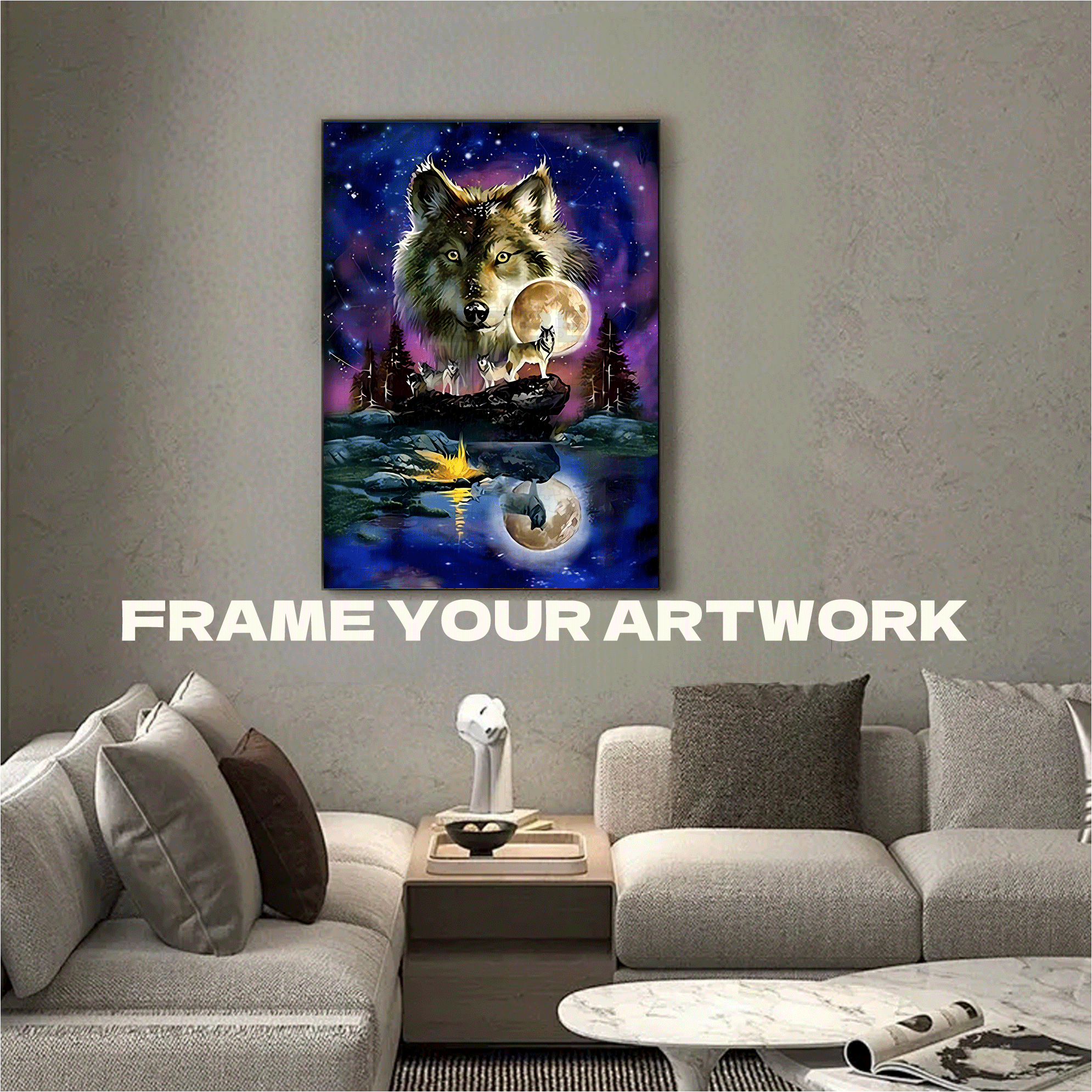 Wolf And Moon 500pcs/1000pcs Jigsaw Puzzle, Scratch-Resistant, Interactive Family Game & Brain-Boosting DIY Decor, Perfect for Halloween, Christmas & New Year Gifts, Family Puzzle Game