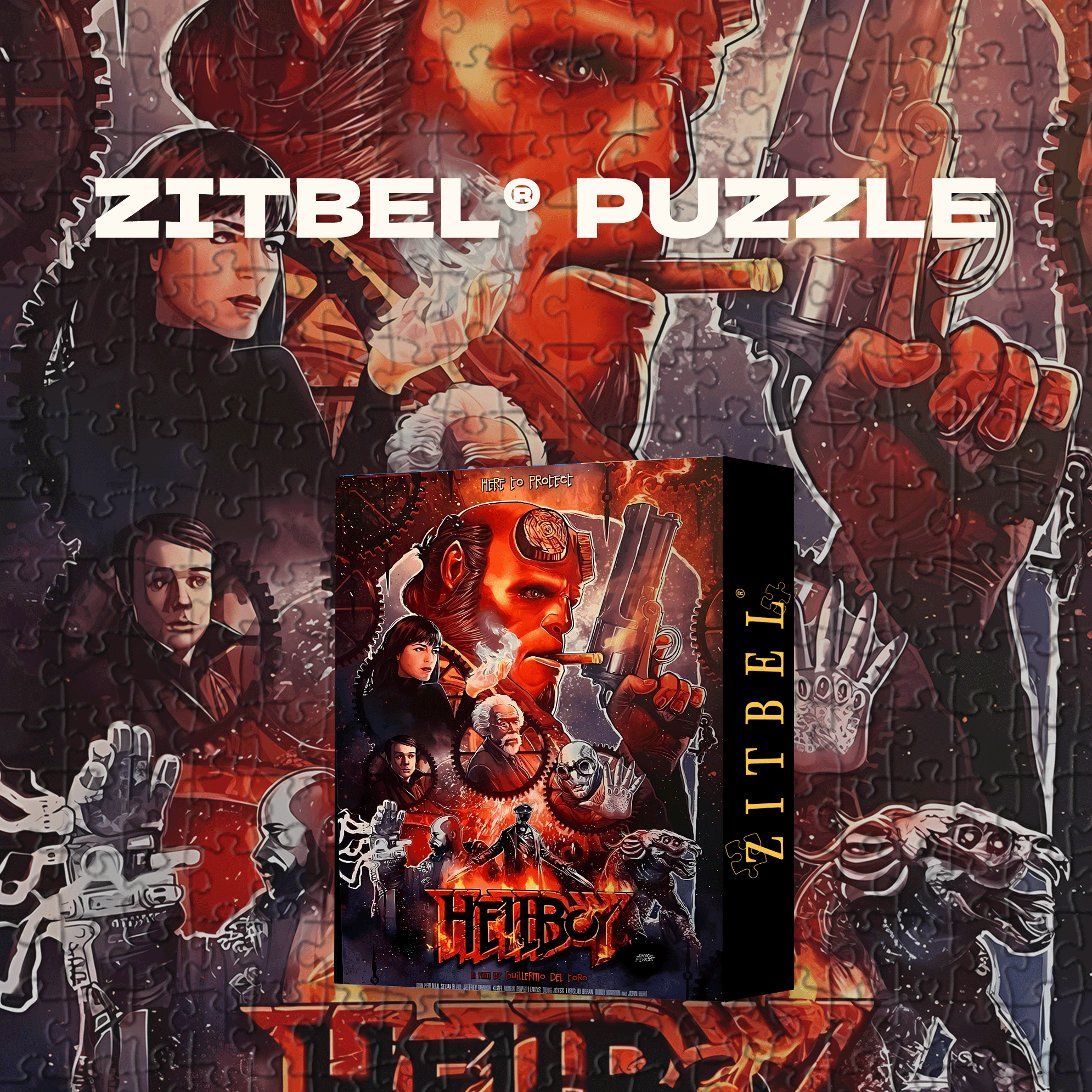 HellBoy 500pcs/1000pcs Jigsaw Puzzle, Scratch-Resistant, Interactive Family Game & Brain-Boosting DIY Decor, Perfect for Halloween, Christmas & New Year Gifts, Family Puzzle Game