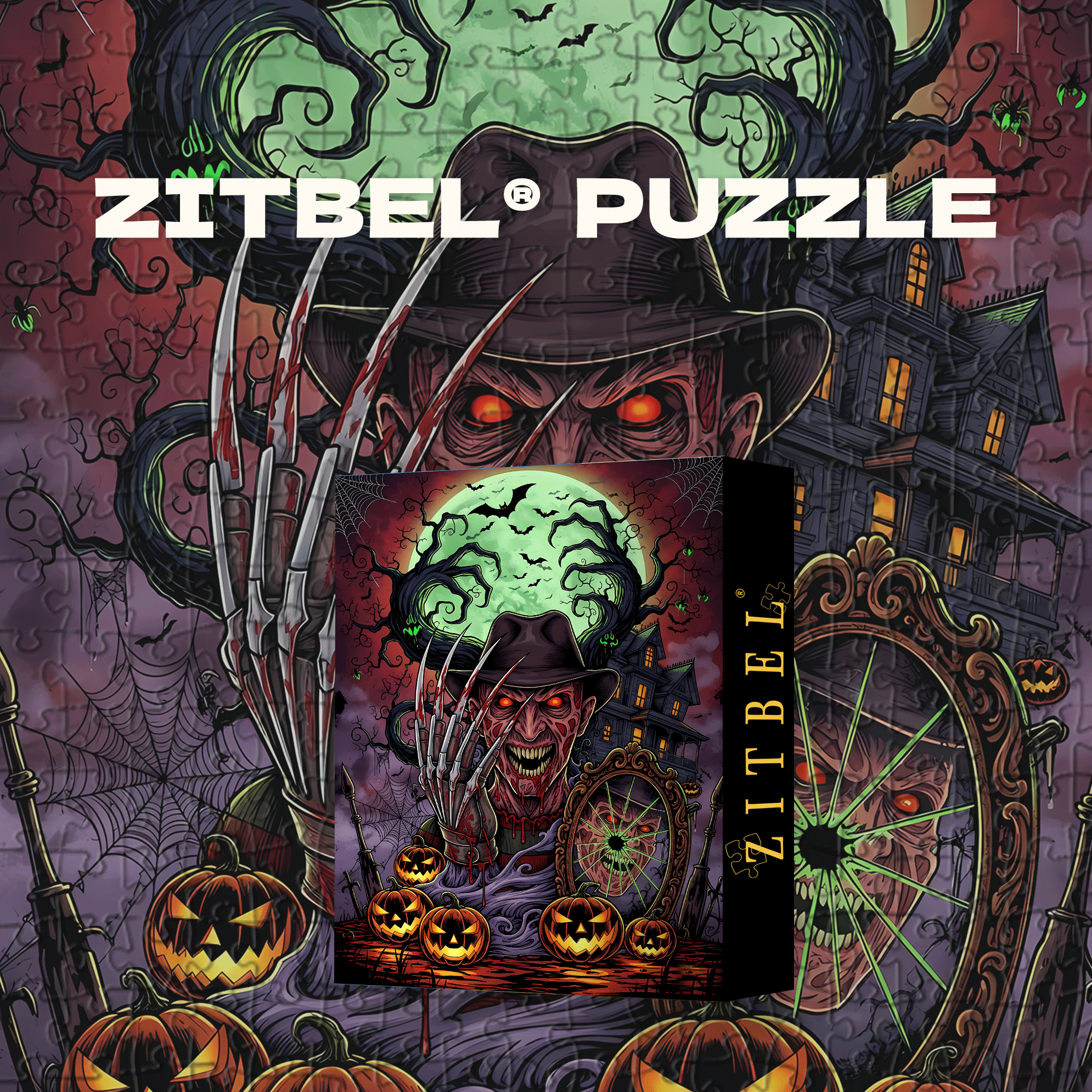 Horror Nightmares 500pcs/1000pcs Jigsaw Puzzle, Scratch-Resistant, Interactive Family Game & Brain-Boosting DIY Decor, Perfect for Halloween, Christmas & New Year Gifts, Family Puzzle Game