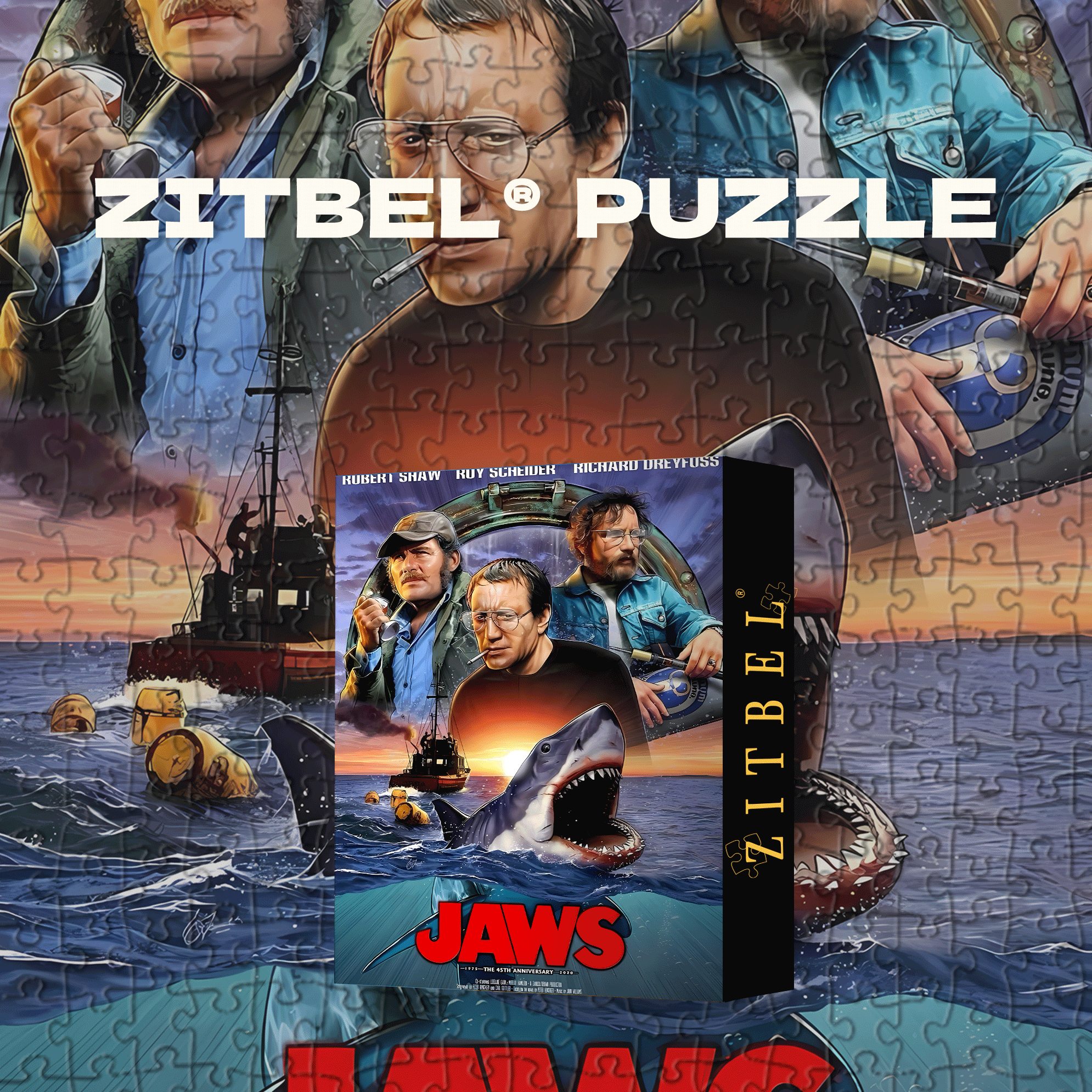 Jaws 500pcs/1000pcs Jigsaw Puzzle, Scratch-Resistant, Interactive Family Game & Brain-Boosting DIY Decor, Perfect for Halloween, Christmas & New Year Gifts, Family Puzzle Game